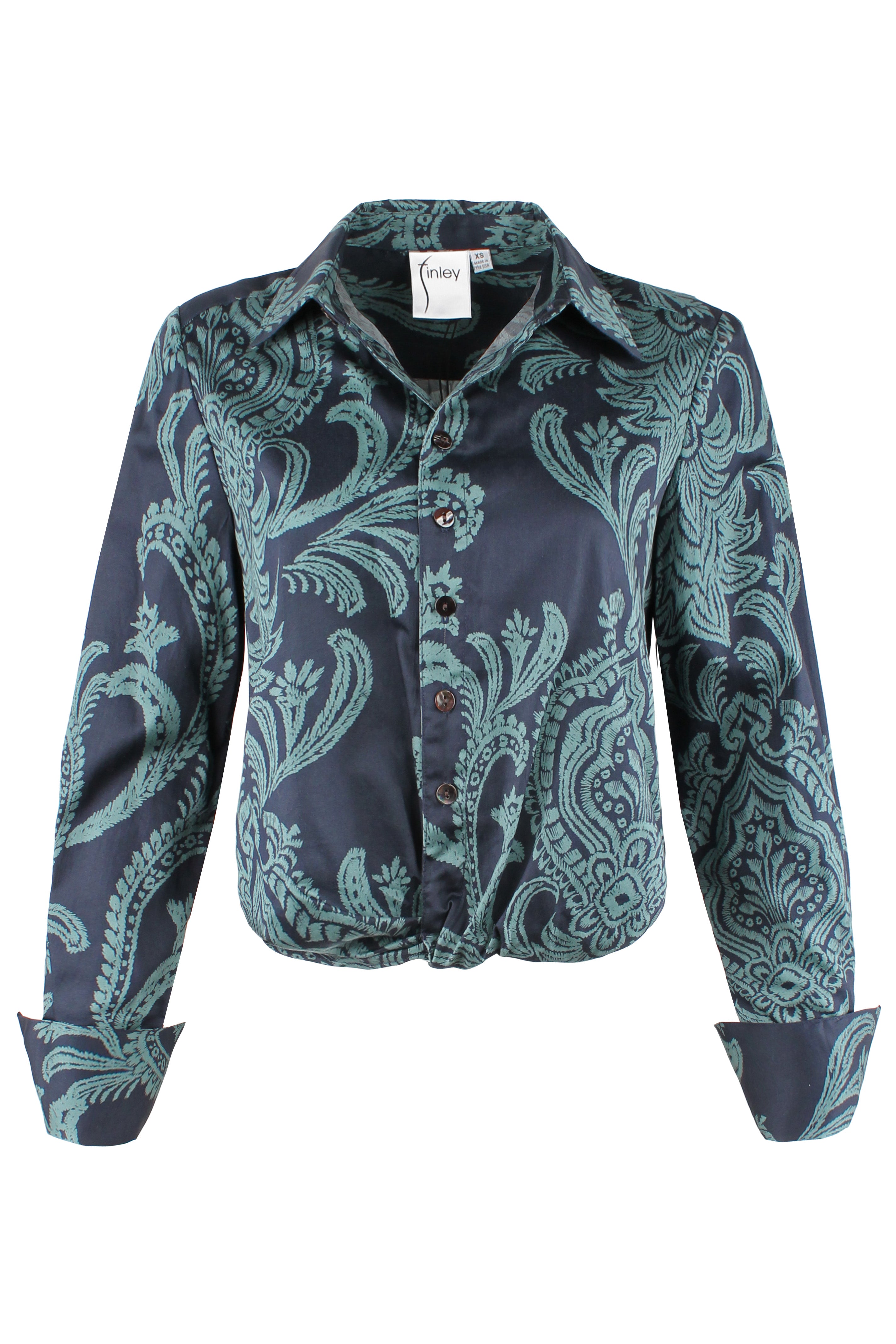 Moxie Popover Shirt, Navy/Teal Bohemian Paisley