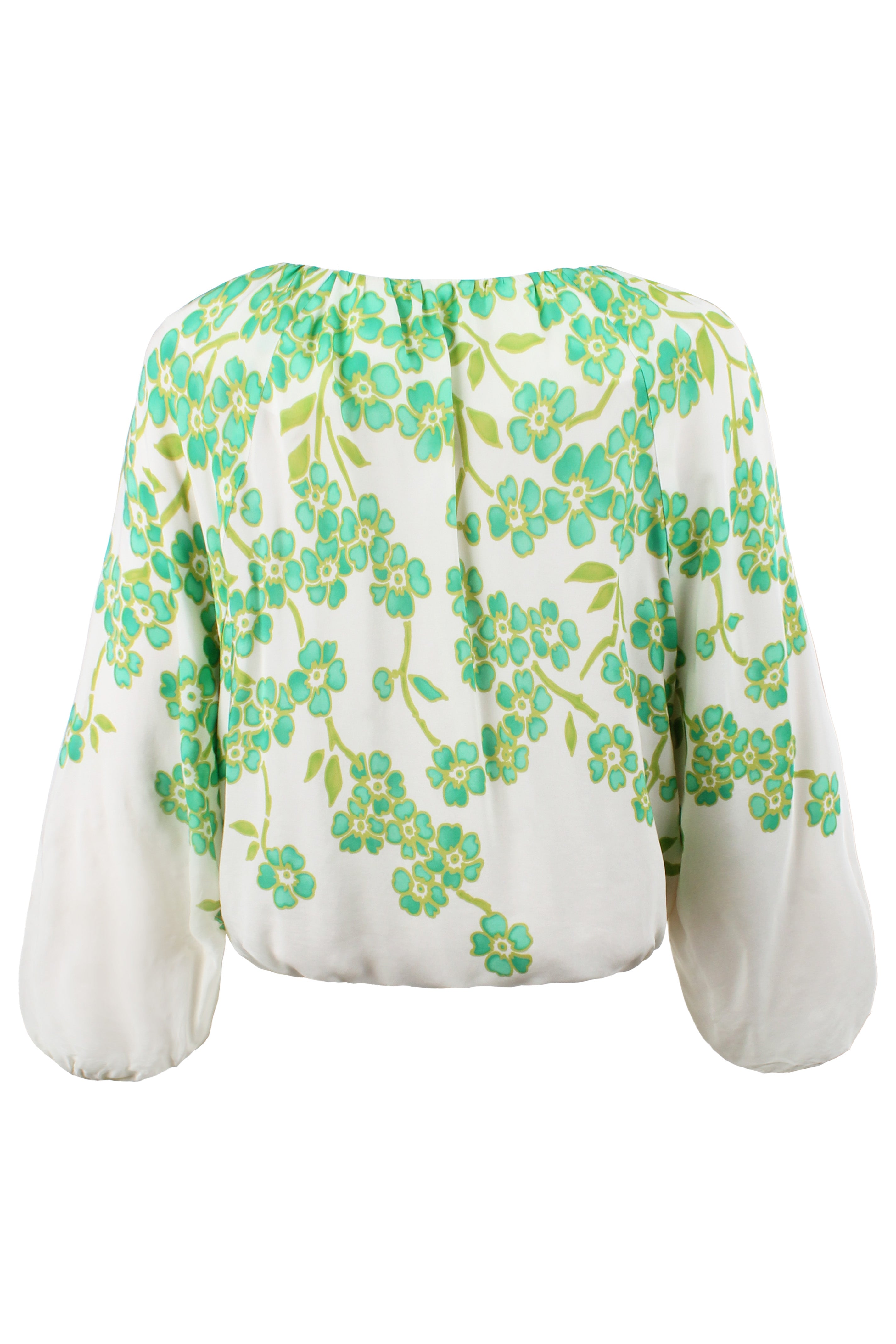 Cameron Blouson Sleeve Top, Green Clover Print
