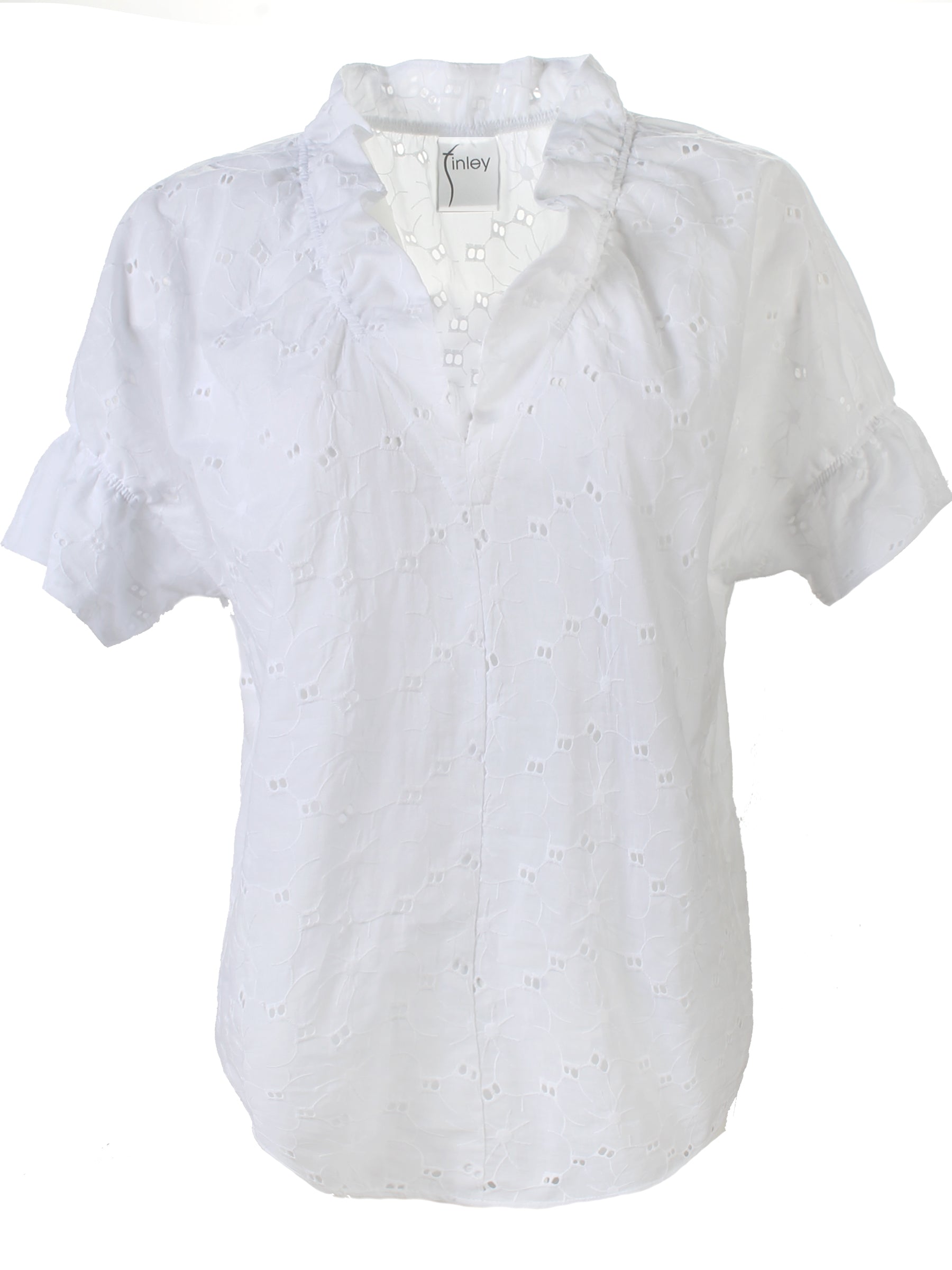 Crosby 100% Cotton Top with Ruffle Collar - Iris Print
