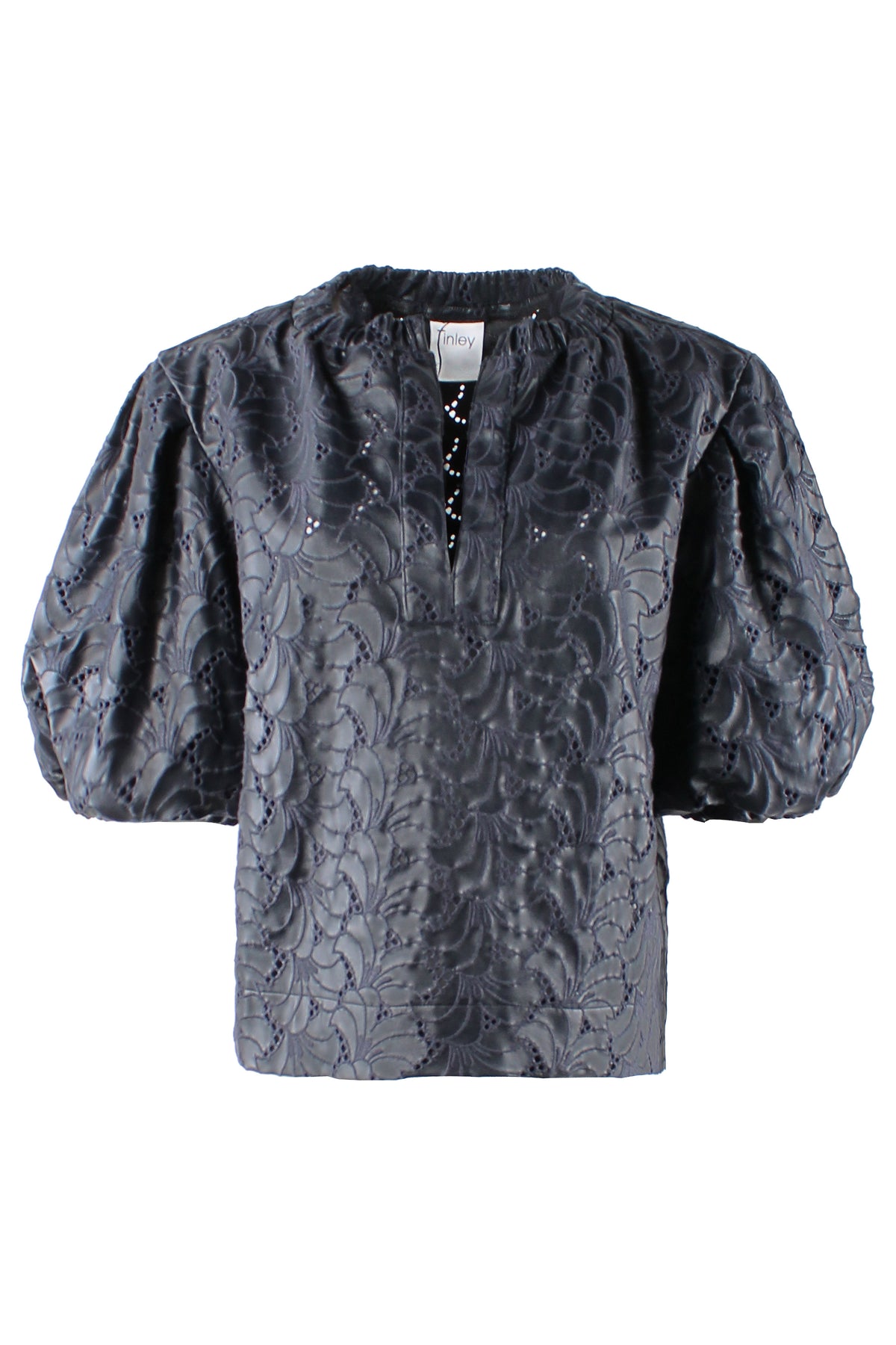 Marcie Popover Navy Embroidered Vegan Leather
