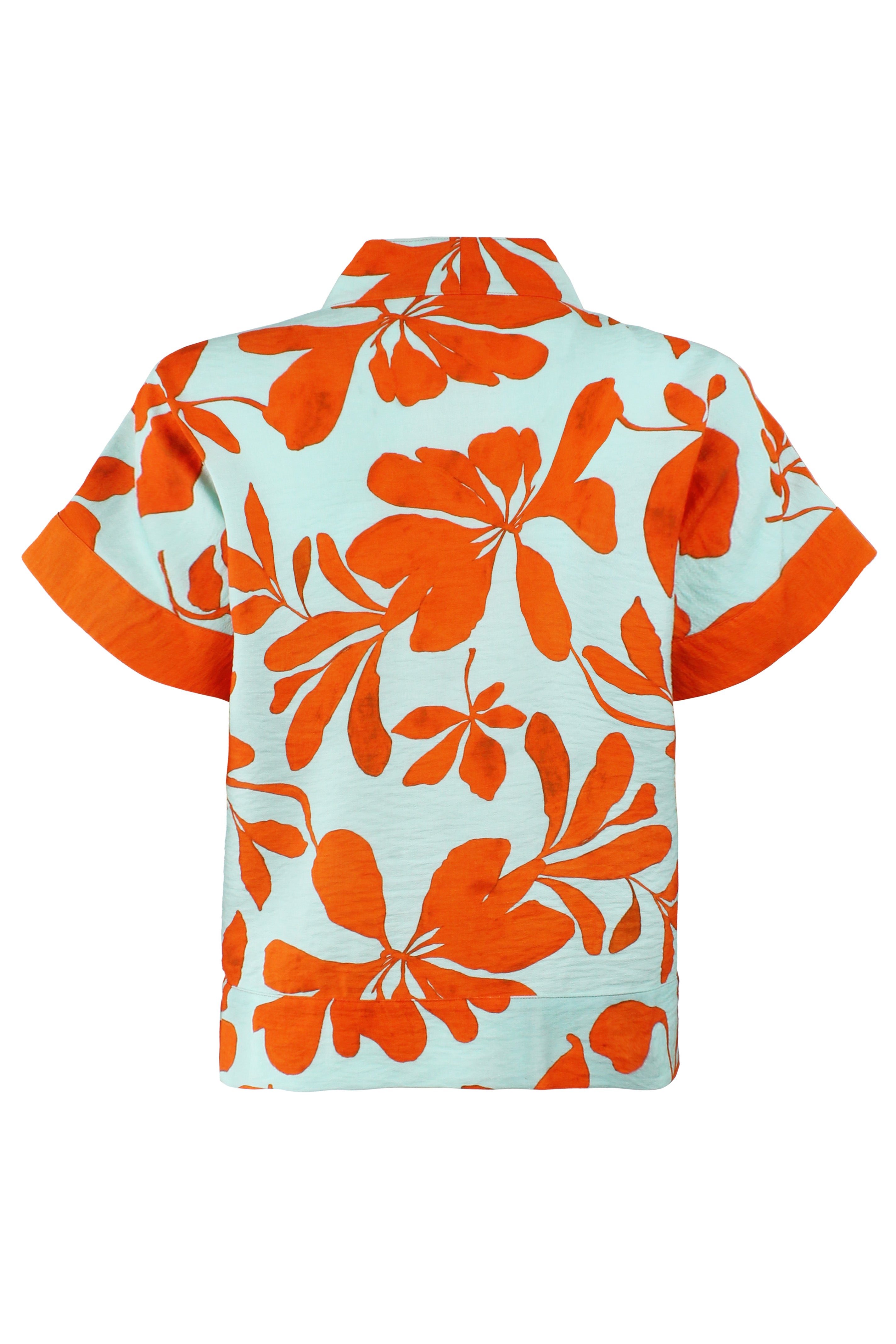 Suki | Aqua and Orange Print V-Neck Popover Blouse | Finley