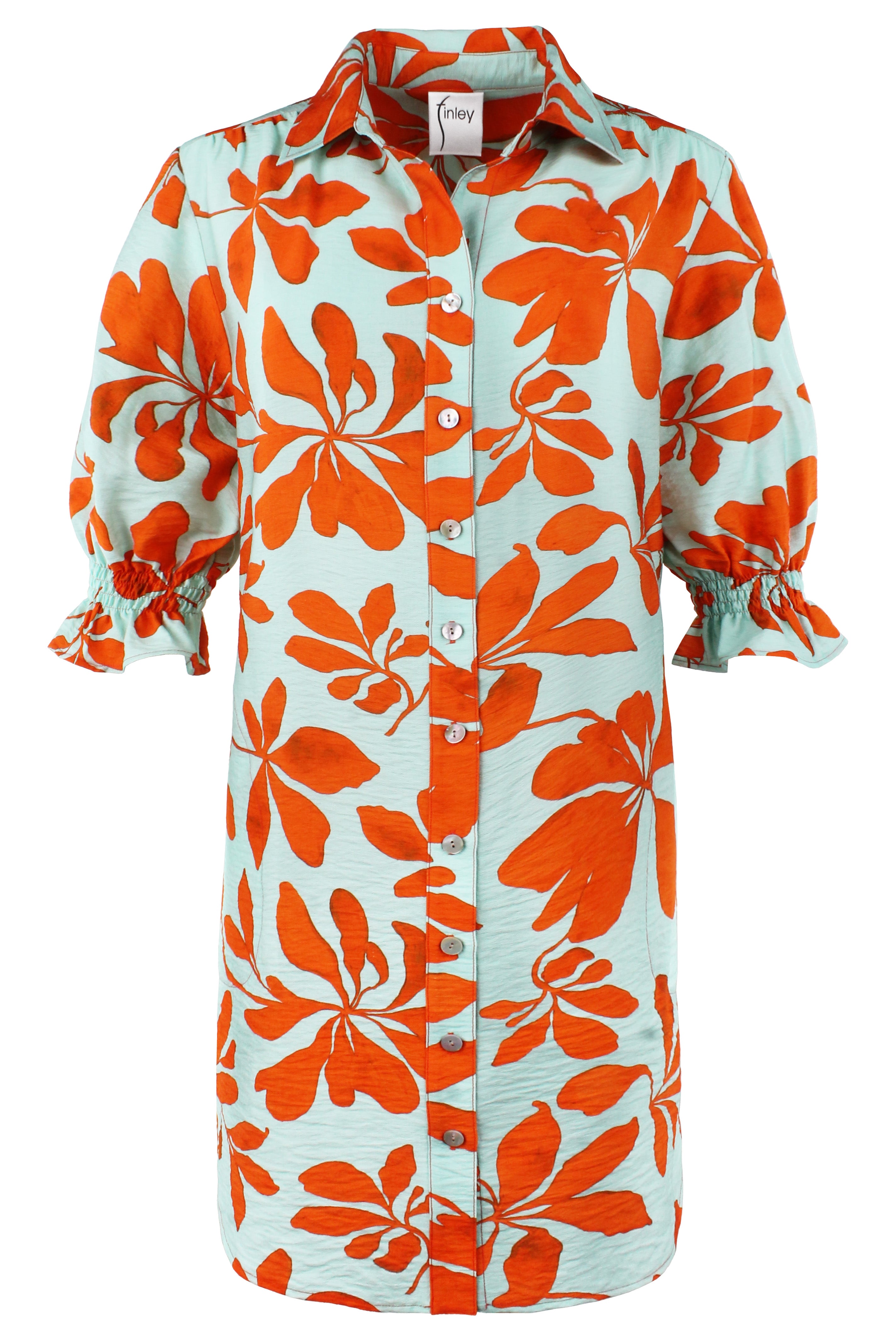 Miller Puff Sleeve Shirt Dress Hawaiian Punch Print