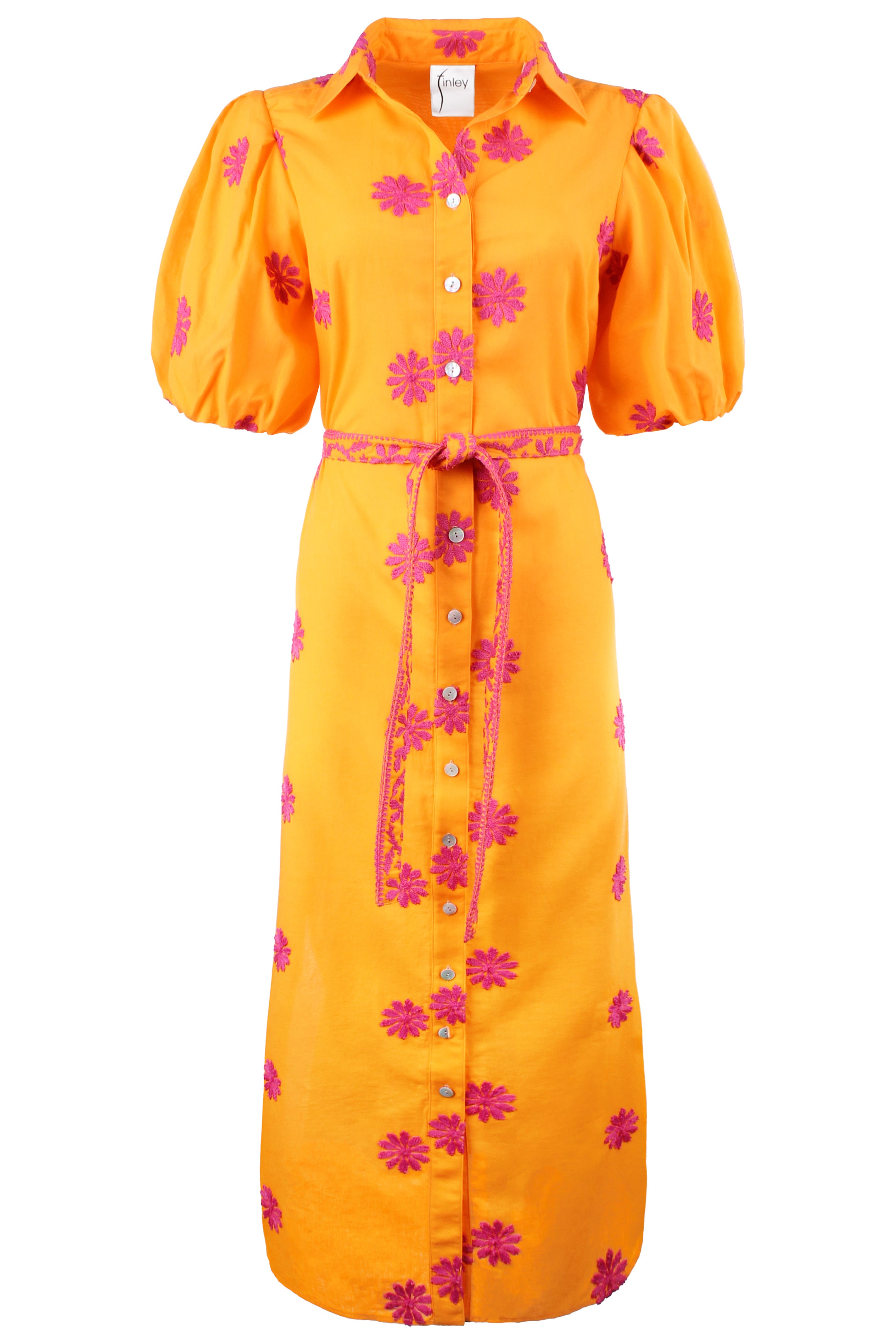 Embroidered Floral Tie Front Shirt Dress | Finley Shirts & Dresses