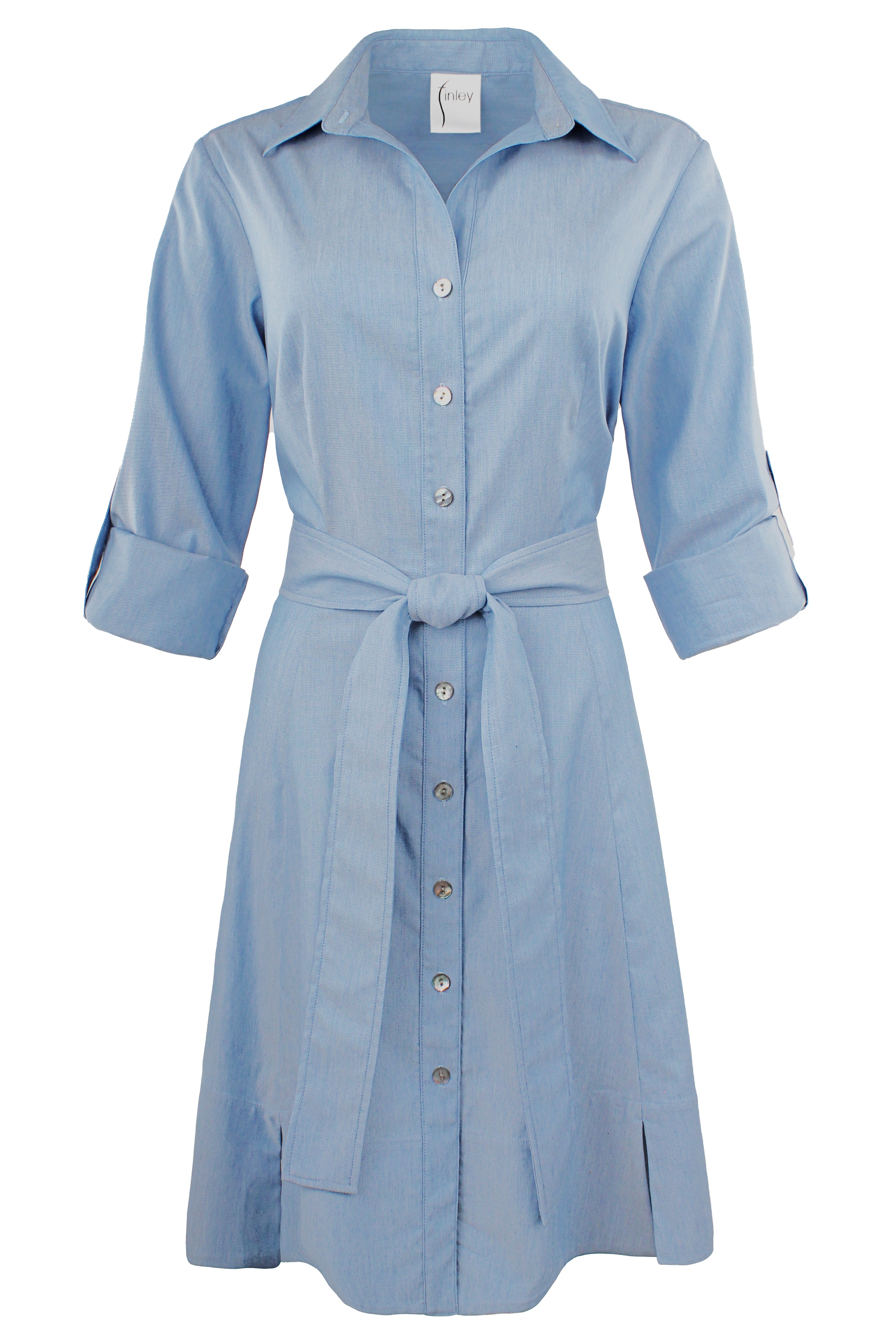 Short Laine Tie Front Long Dress Light Denim