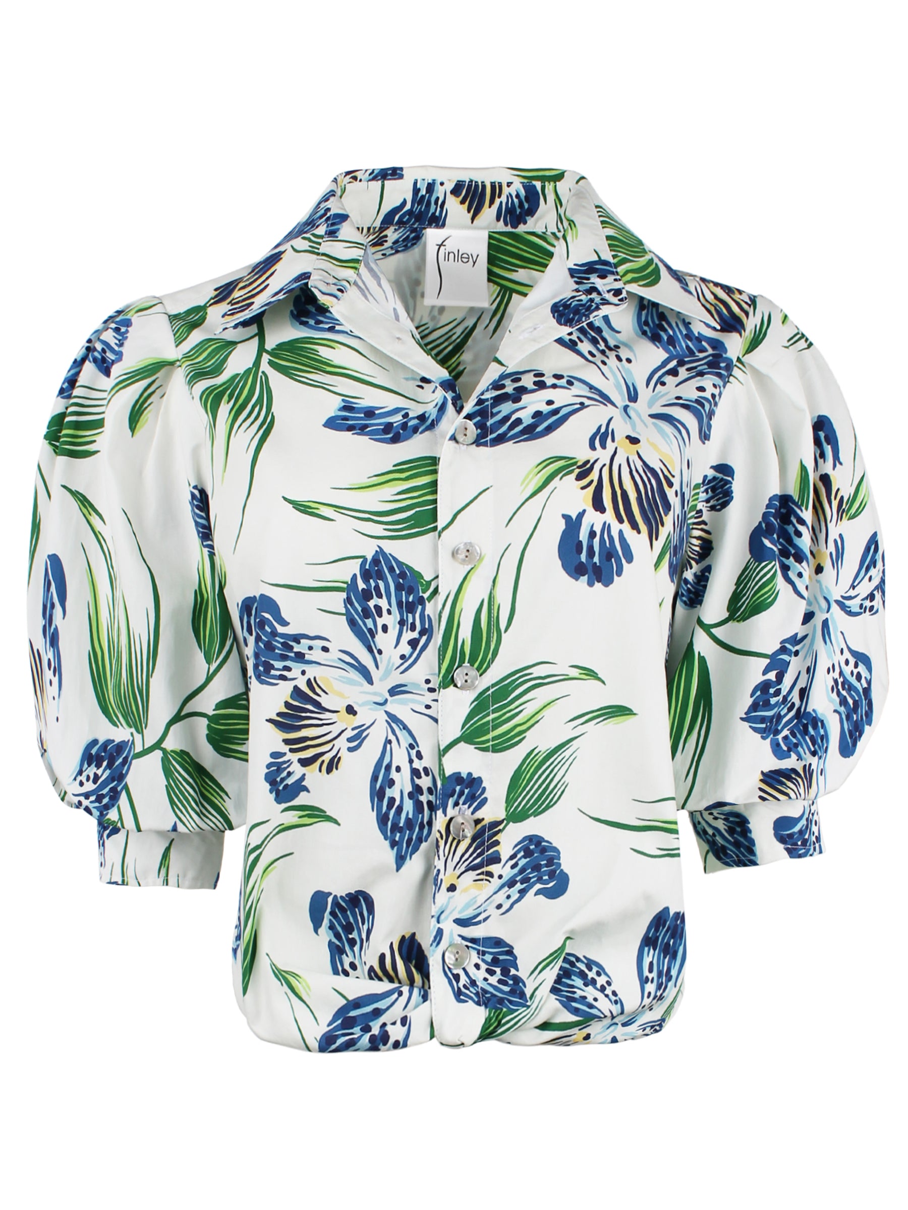 Bomba Twist-Hem Short Sleeve Shirt, Iris Print
