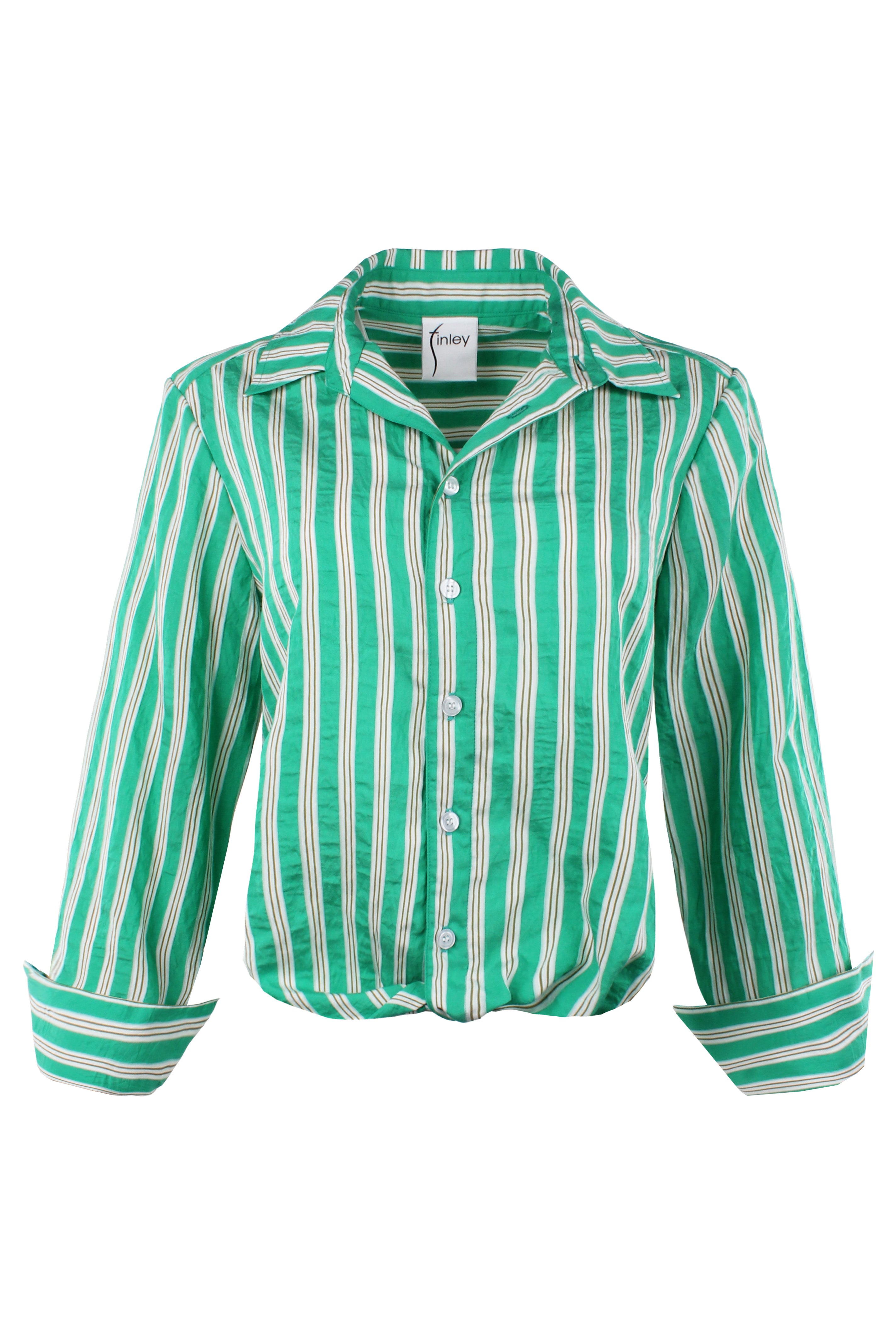 Sloane 3/4 Sleeve Shirt, Kelly Green Stripe