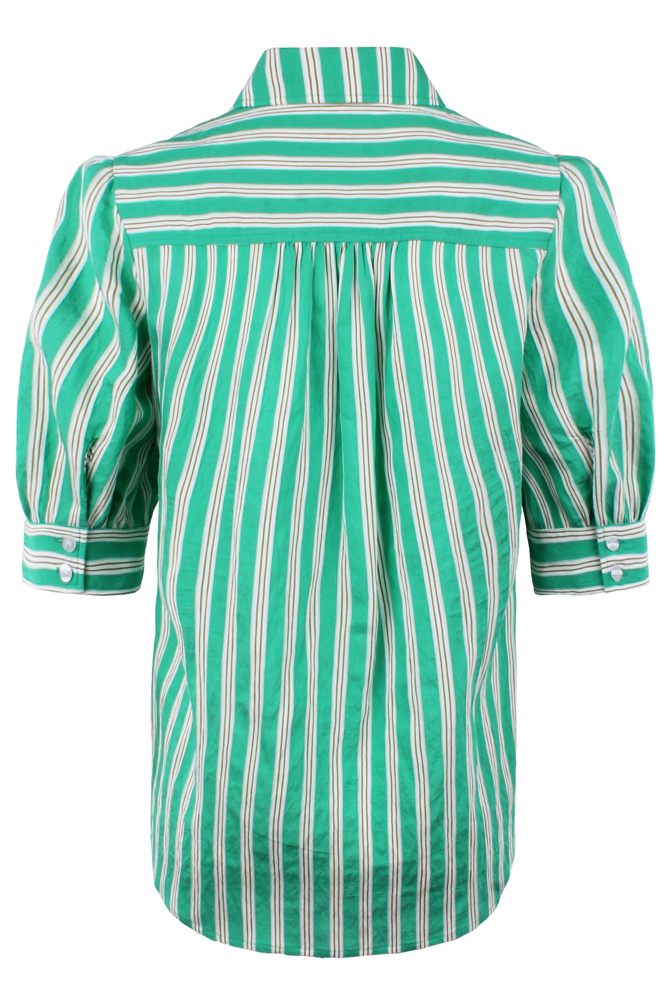 Elise Blouse Kelly Green Stripe