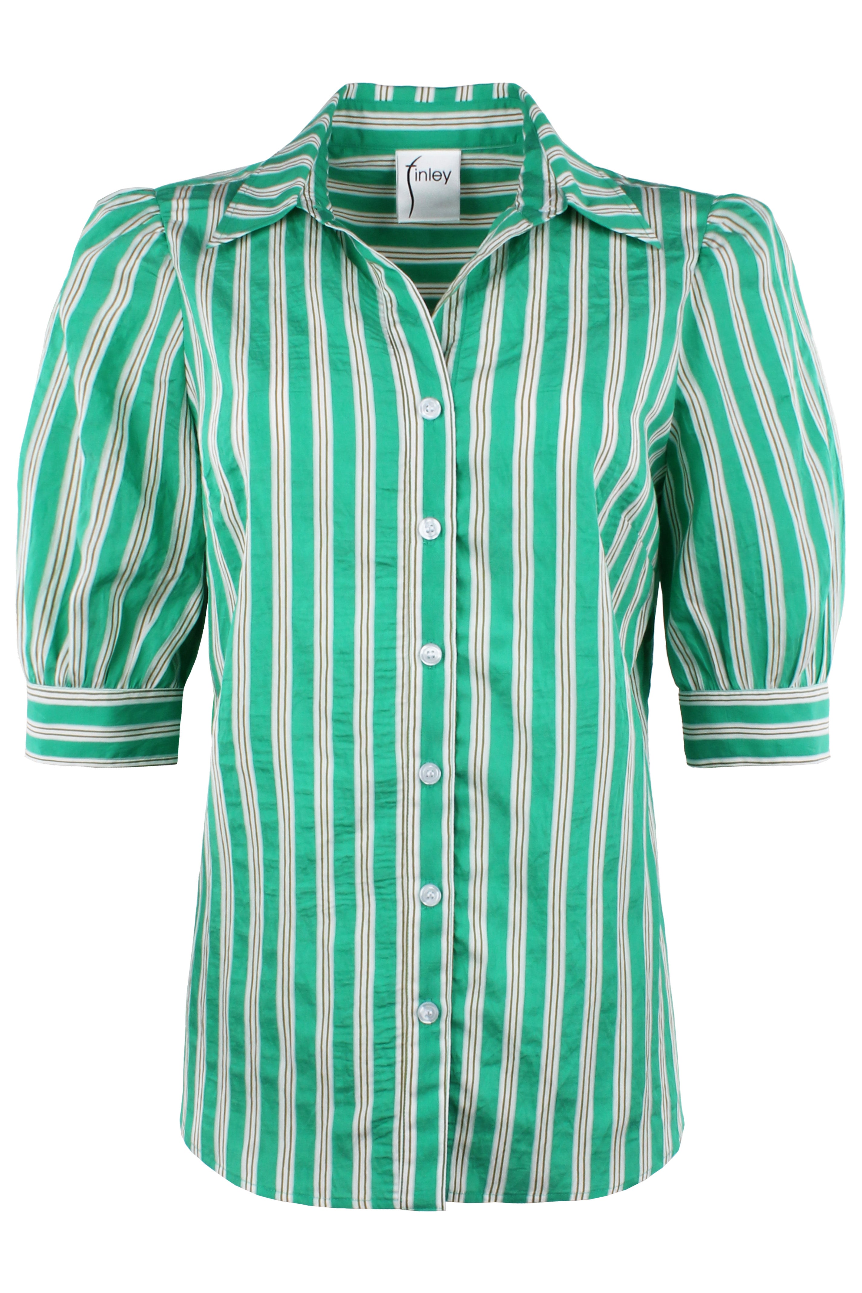 Elise Blouse Kelly Green Stripe