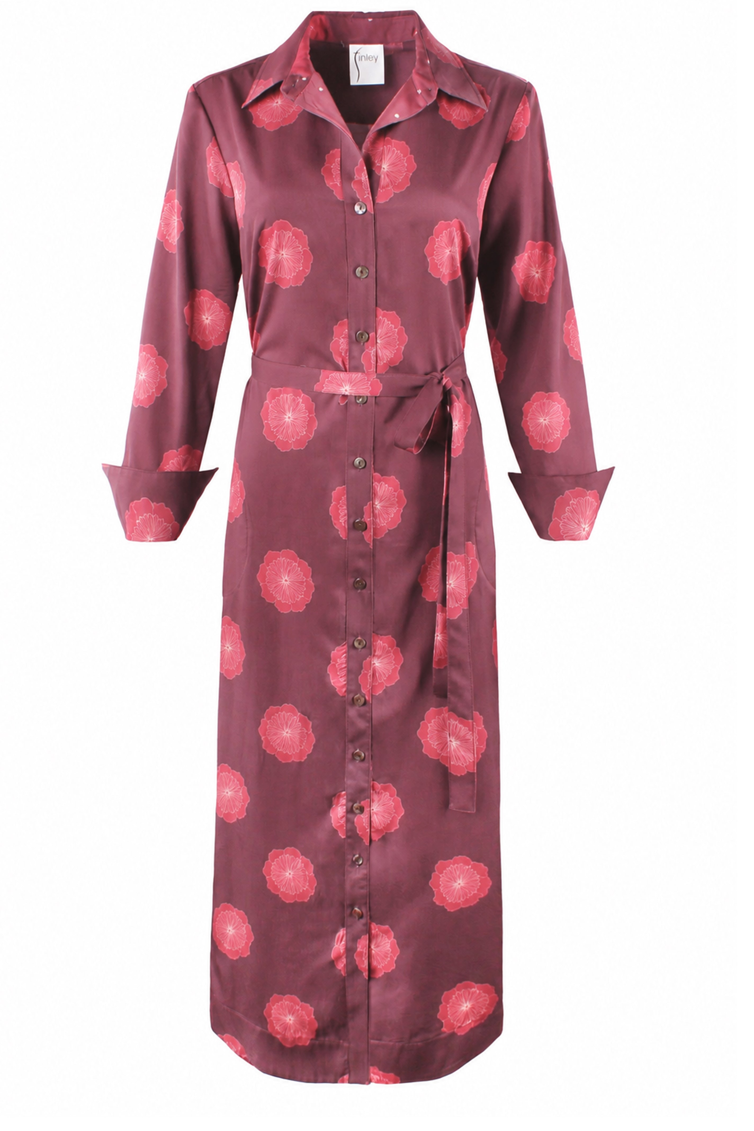 Harlowe Shirtdress, Wine Medallion Print