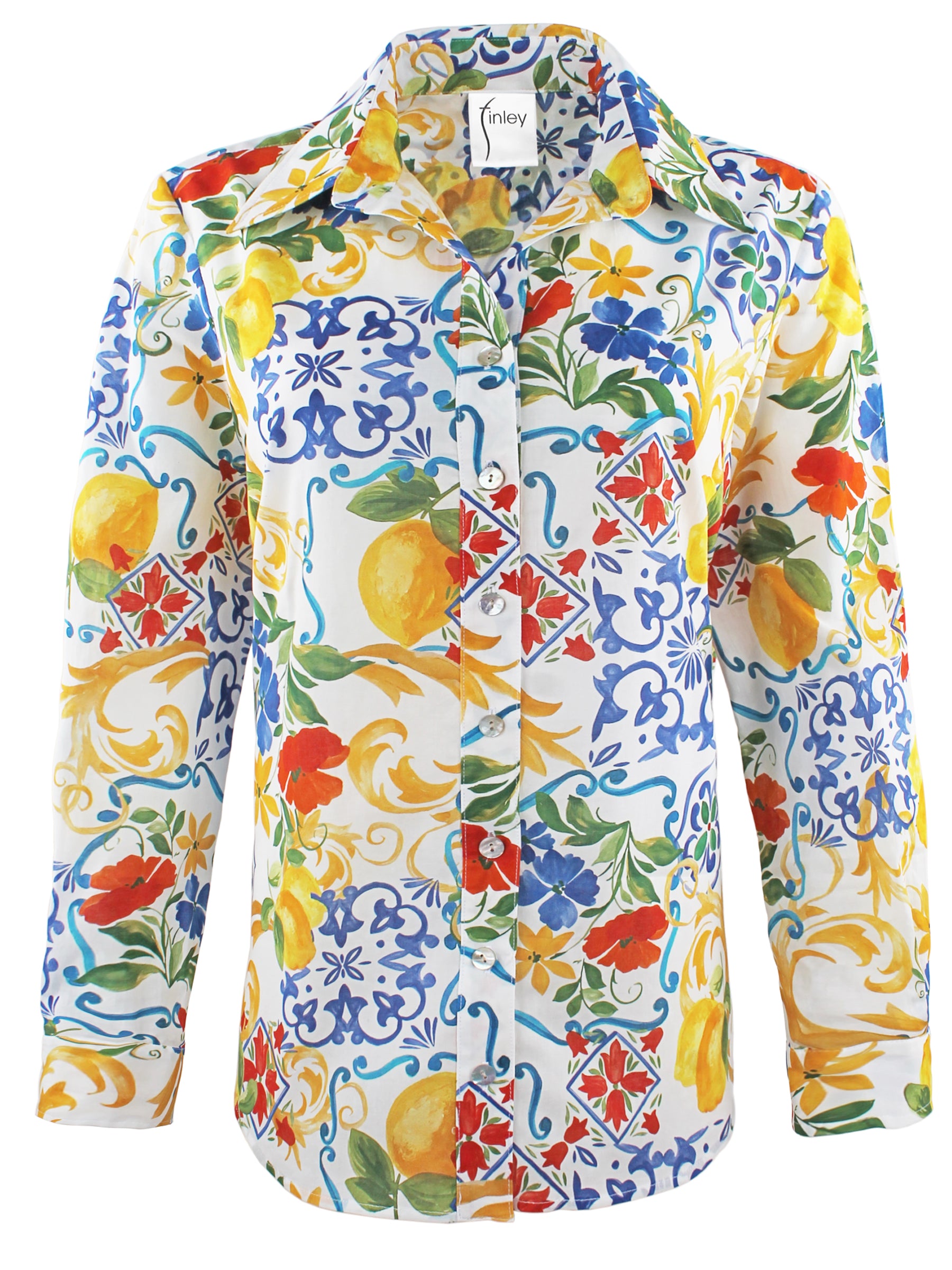Monica Floral Oversize Shirt, Limoncello Print
