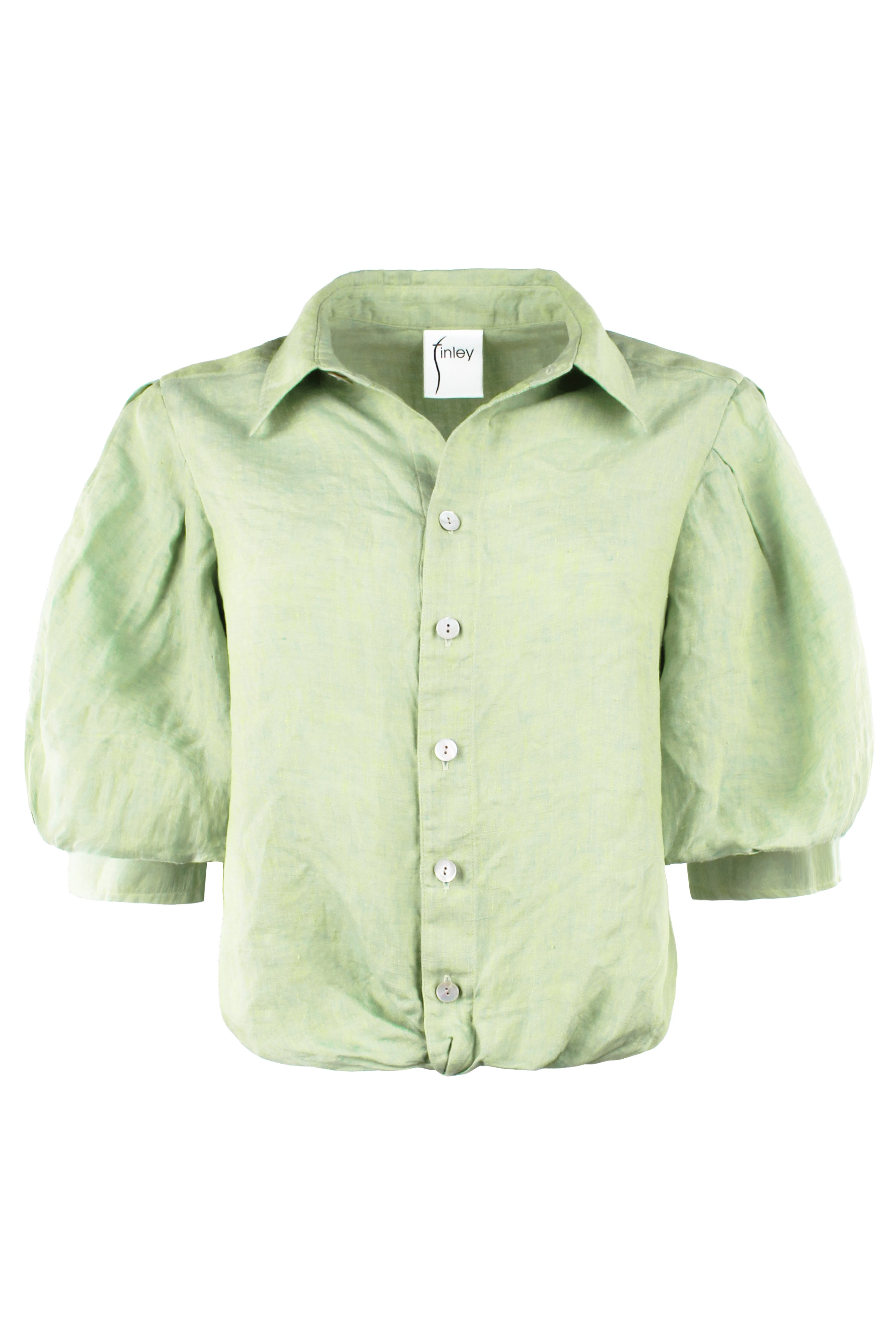 Bomba Washed Linen Key Lime Green Blouse