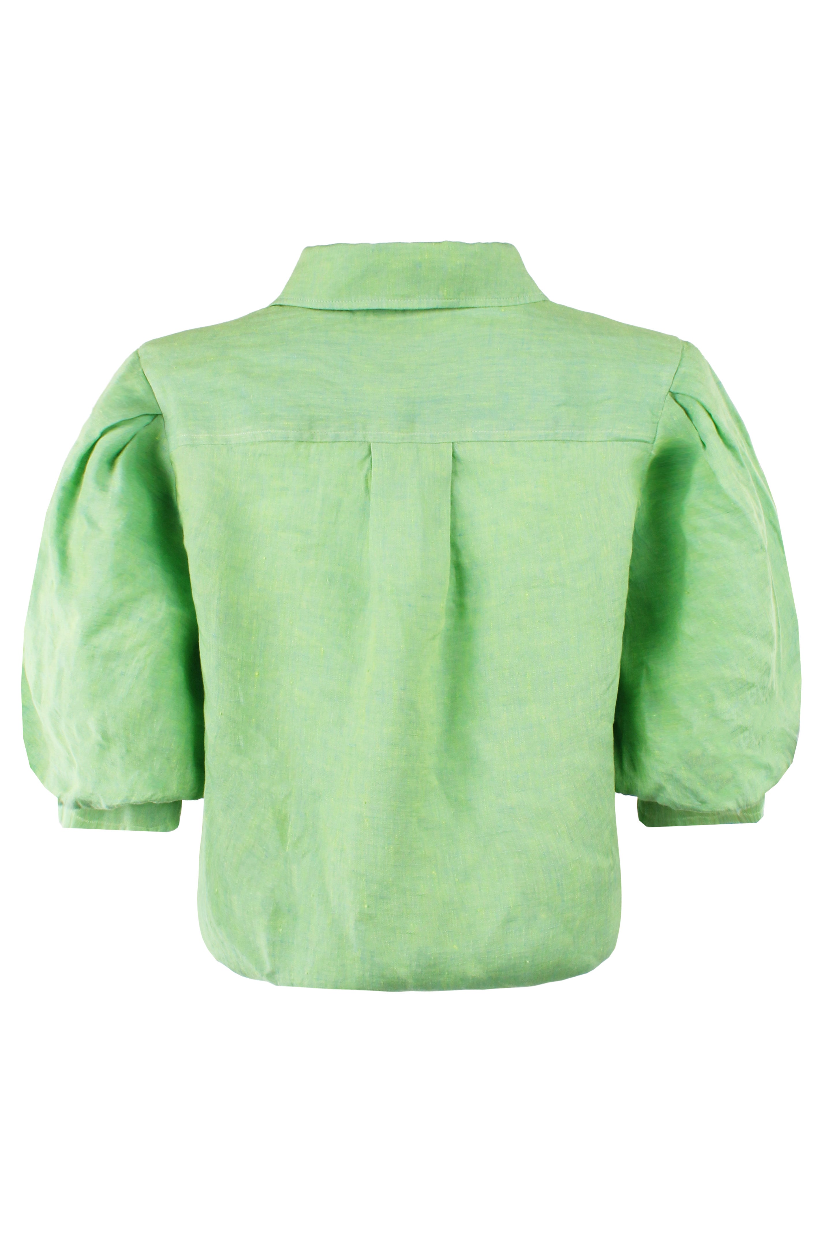 Bomba Washed Linen Green Tea Blouse