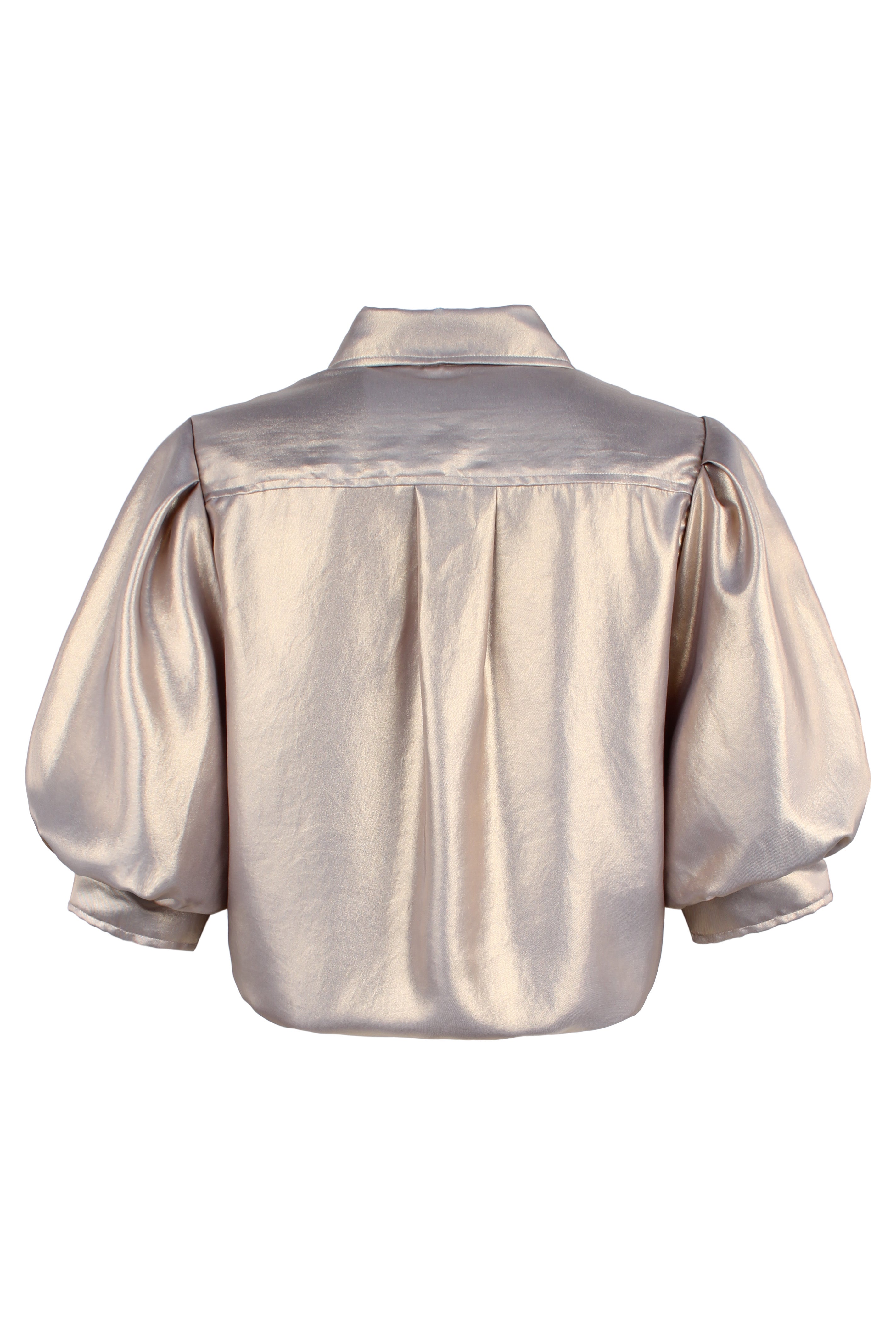 Bomba Short Sleeve Twist-Hem Blouse, Matte Gold