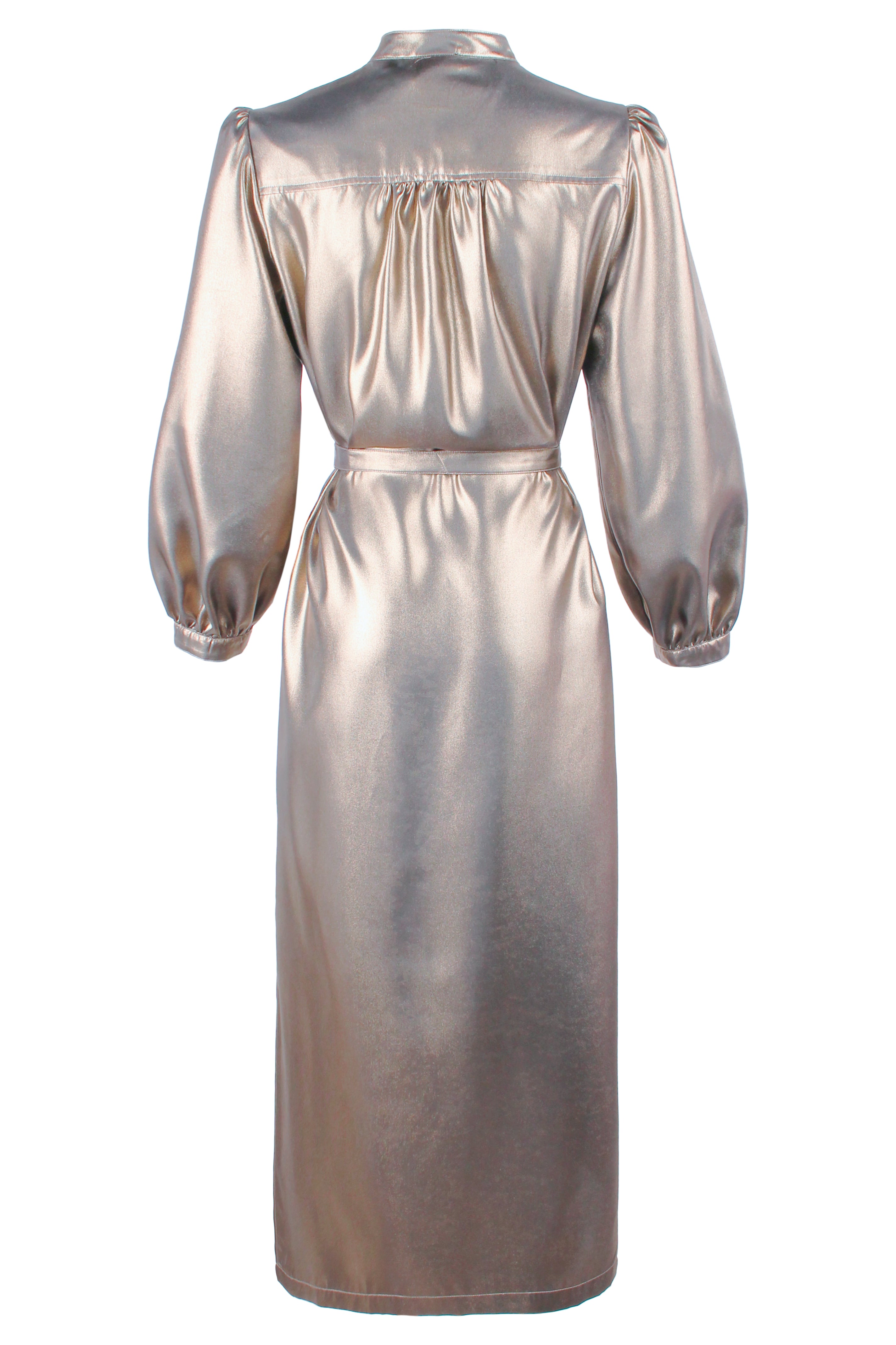 Franchesca Long Sleeve Maxi Dress, Matte Gold