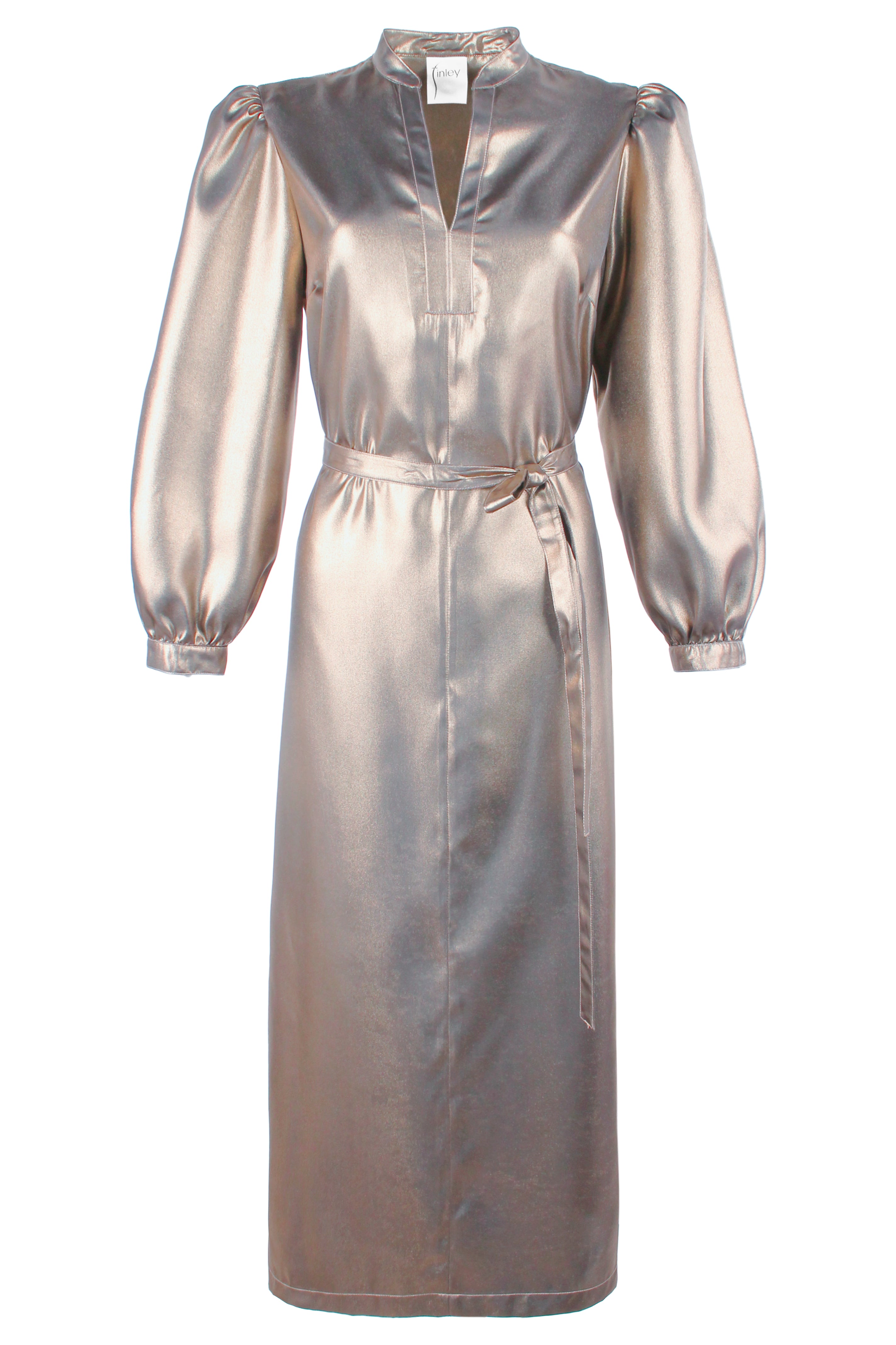 Franchesca Long Sleeve Maxi Dress, Matte Gold