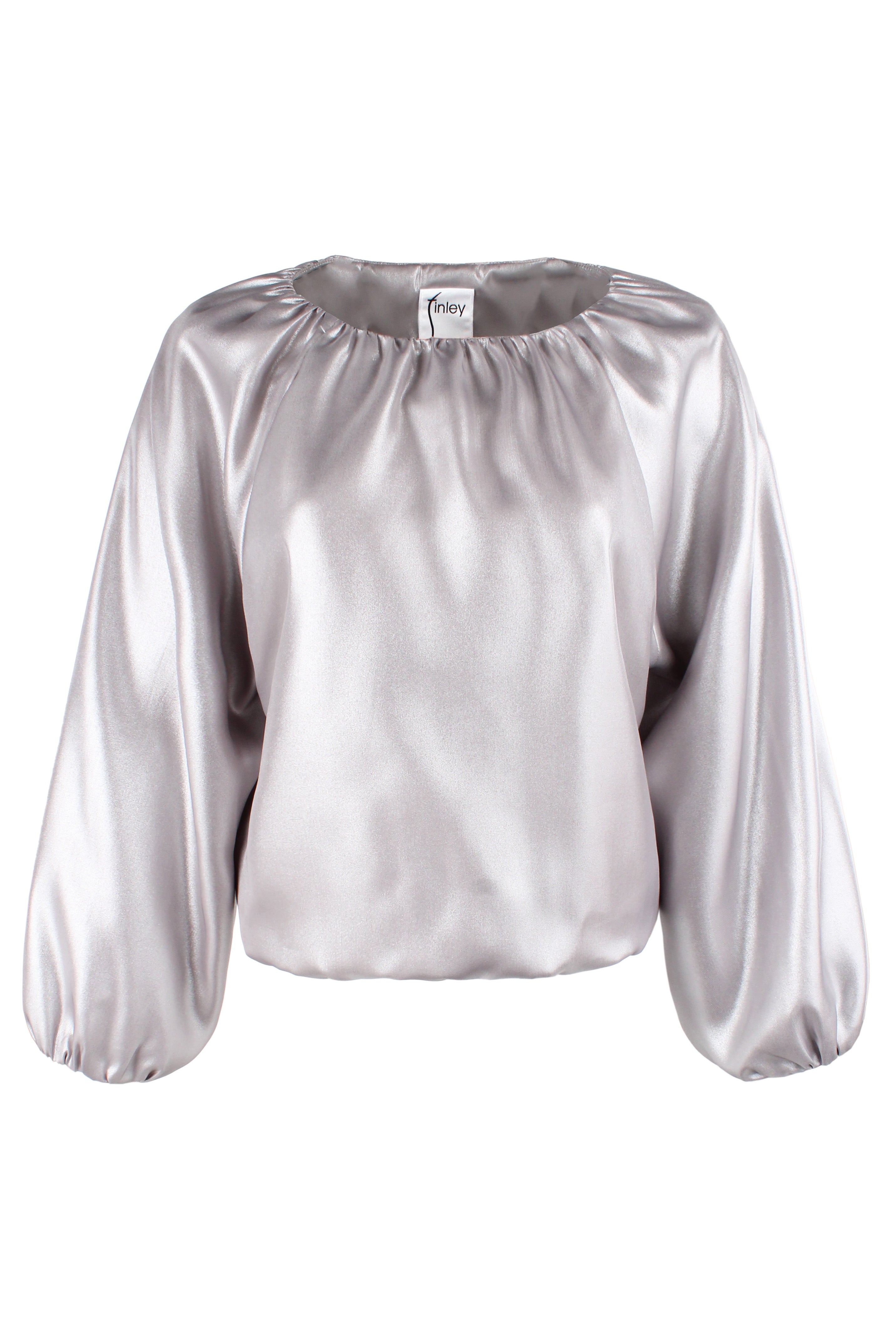 Cameron Blouson Sleeve Top, Matte Silver