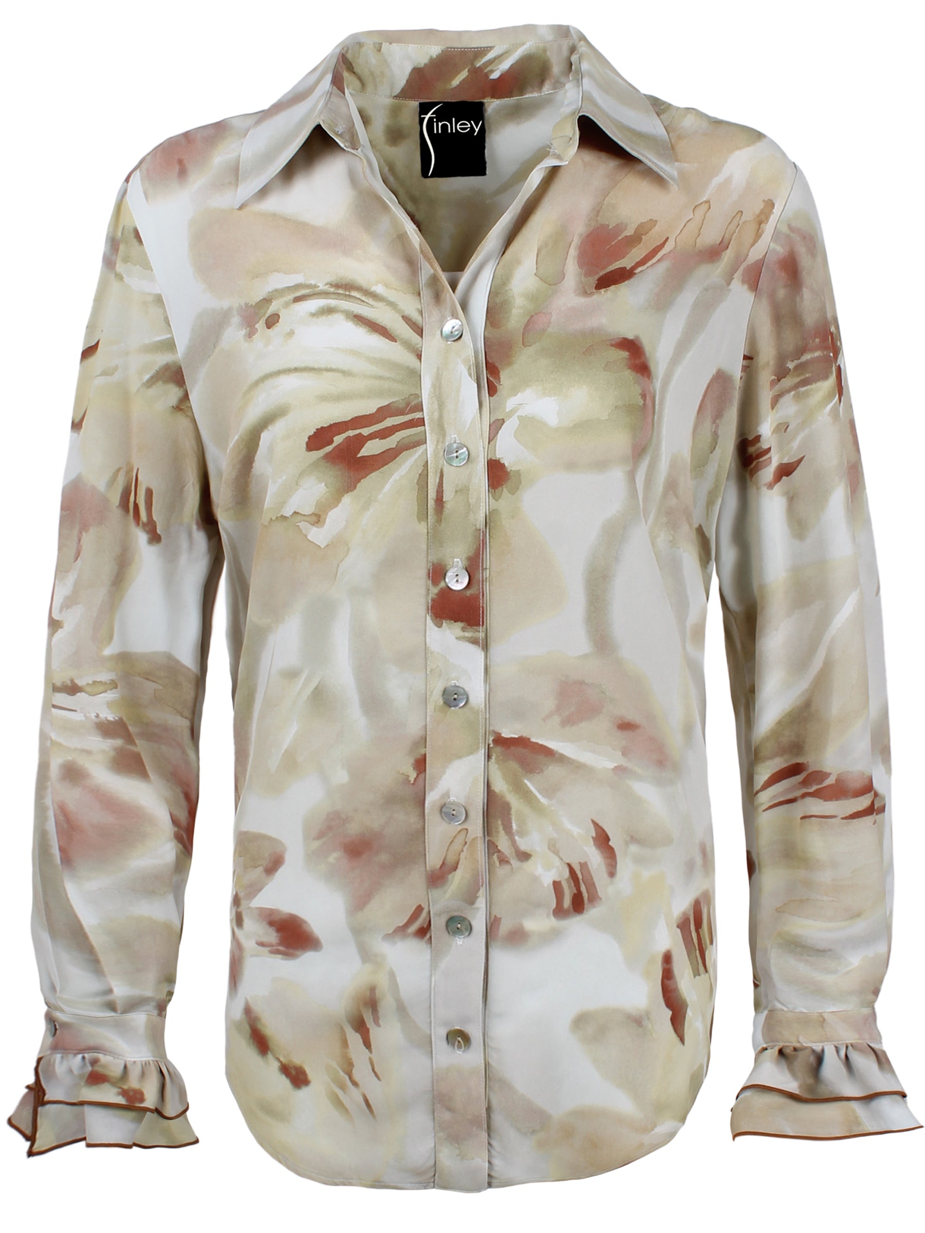 One Of A Kind Marianne Shirt Sage Abstract Print
