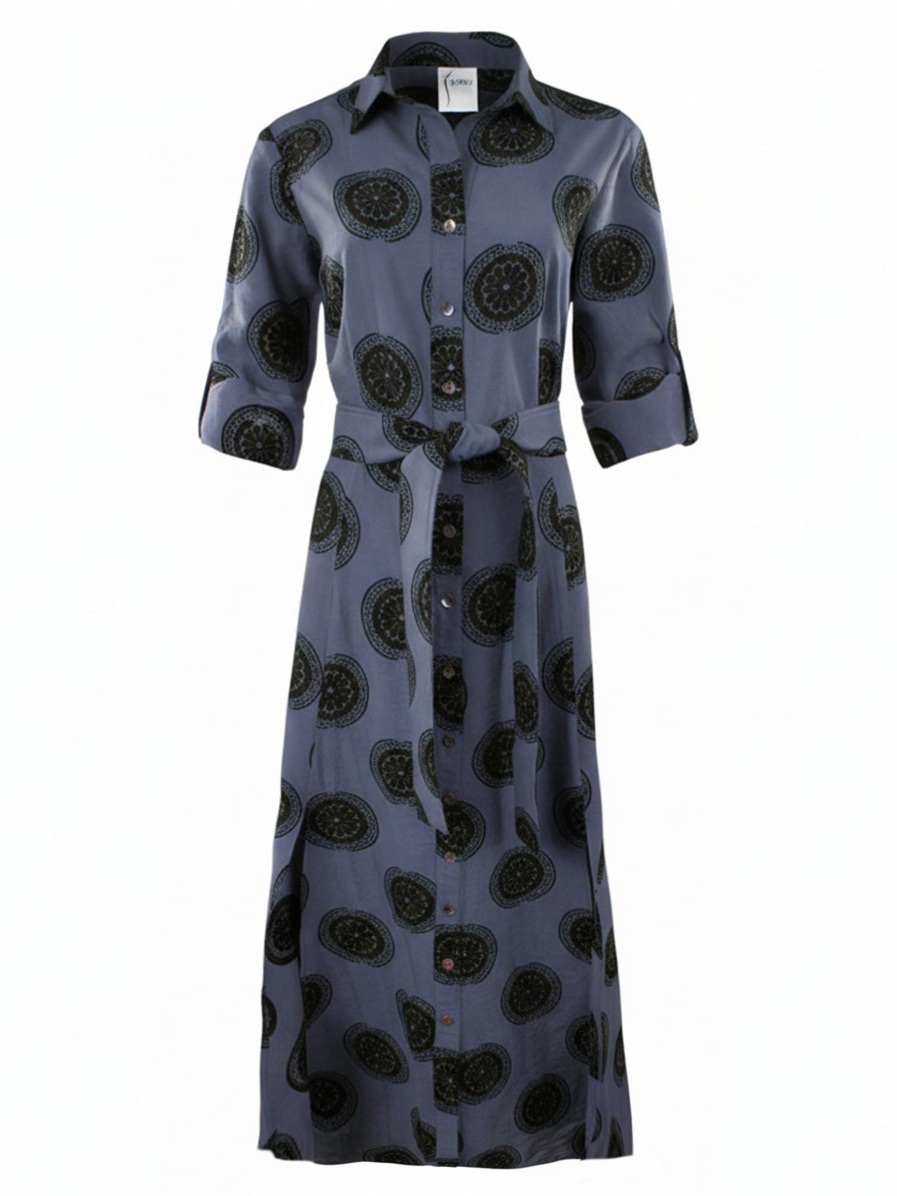 Laine Shirt Dress Navy/Black Medallion Jacquard
