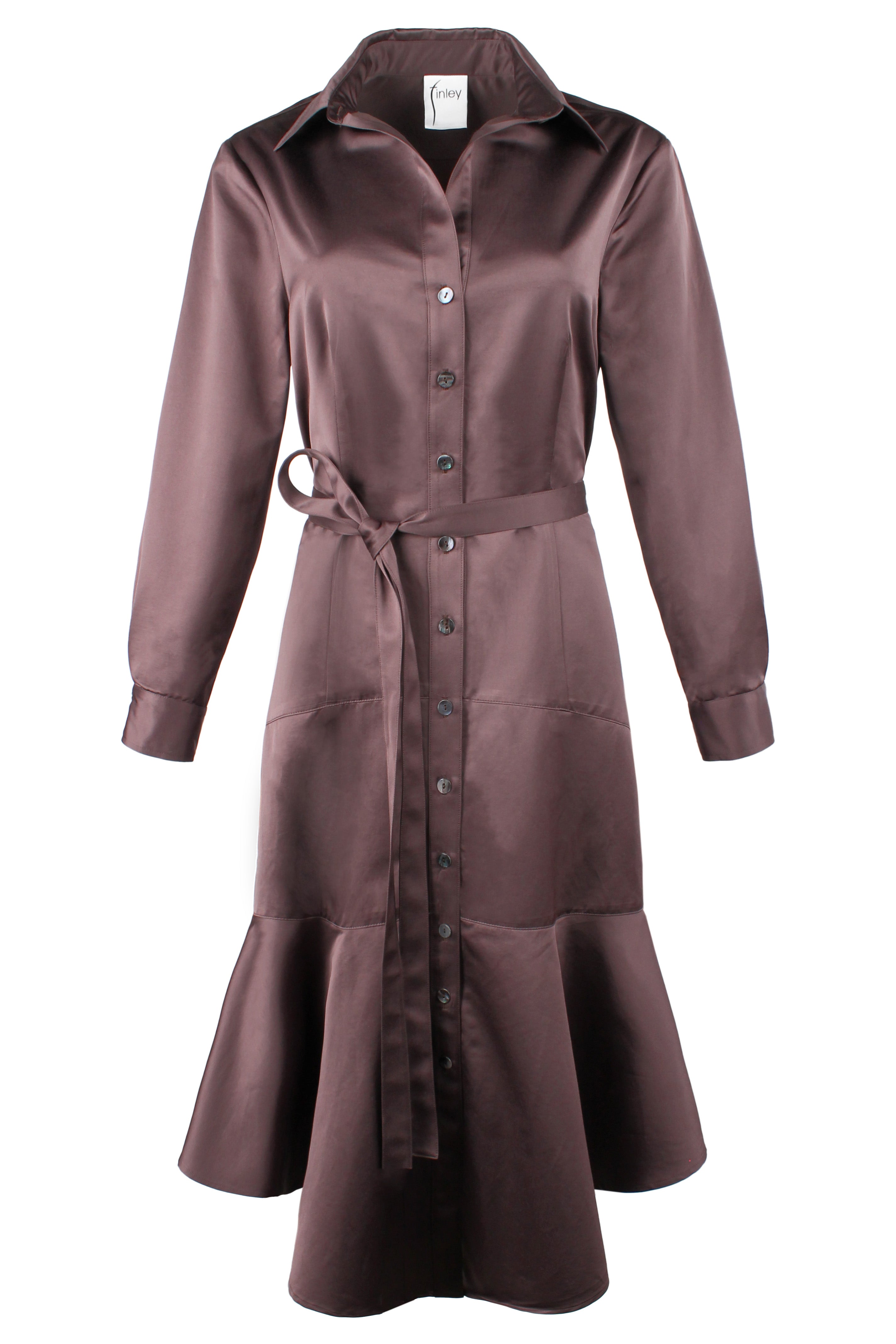 Leonardo Dress Chocolate Brown Micro Satin
