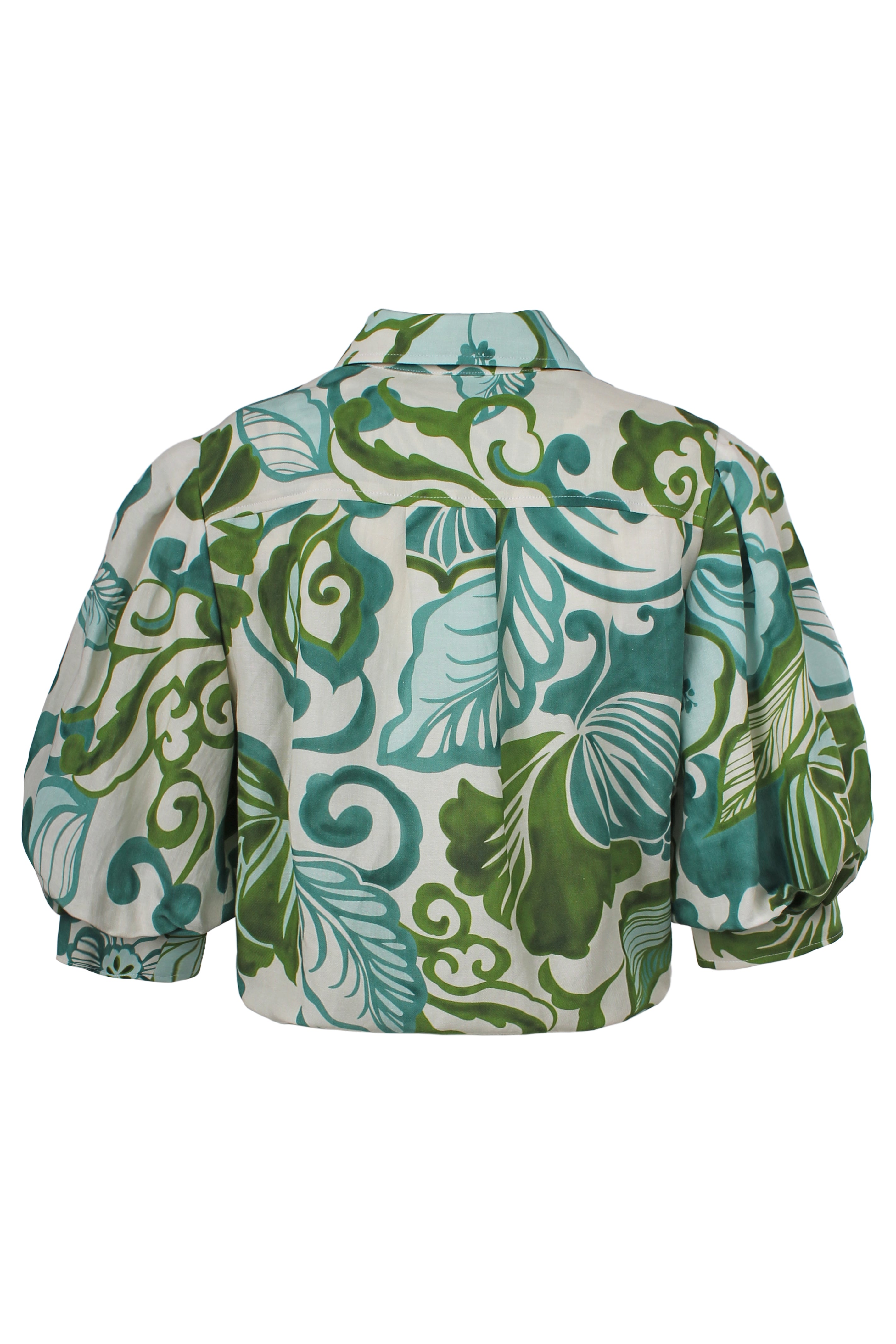 Bomba Short Sleeve Poplin Twist-Hem Blouse, Mid Mod Tropical Print