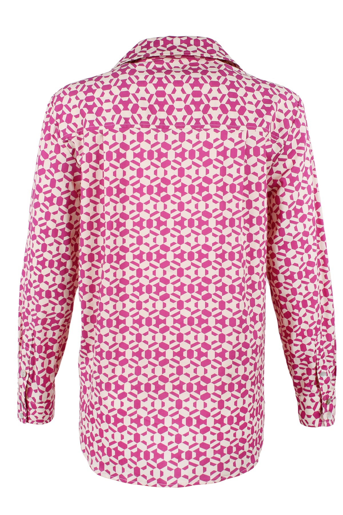 One Of A Kind Monica Oversized Shirt Pink Geometric Print