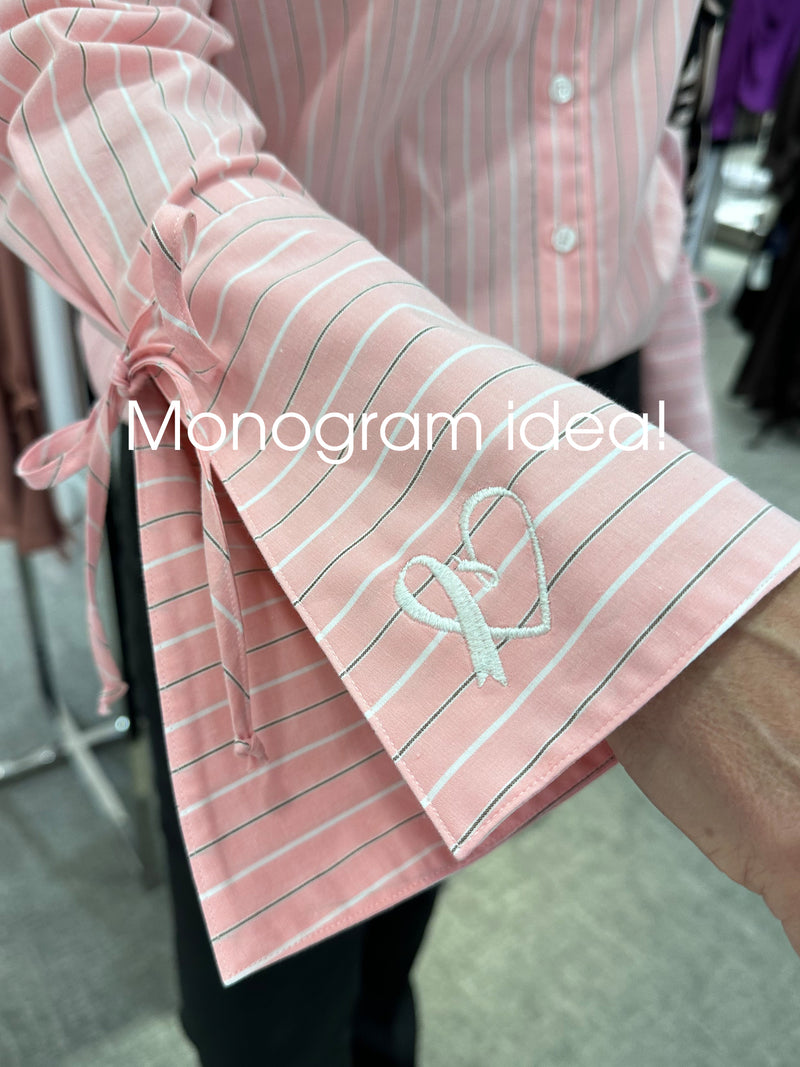Rachel Shirt Pink & White Pinstripe