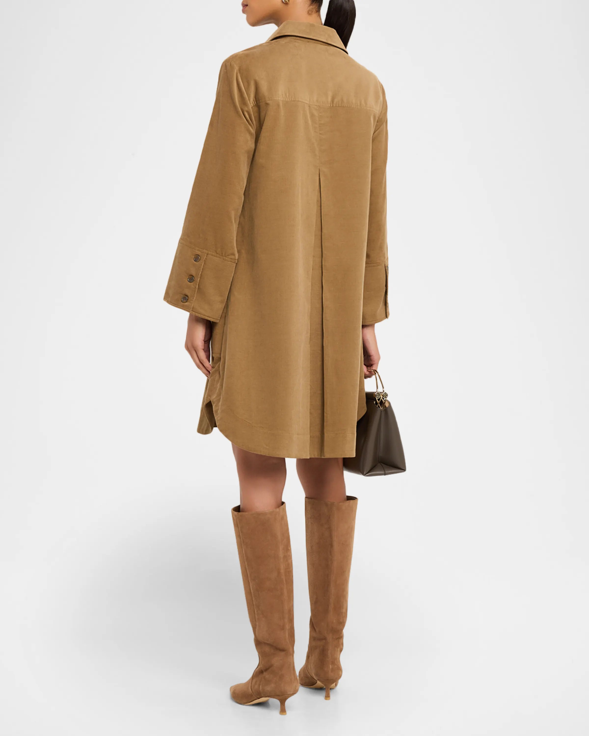 Talissa Teal Pinwale Corduroy Shirt Dress