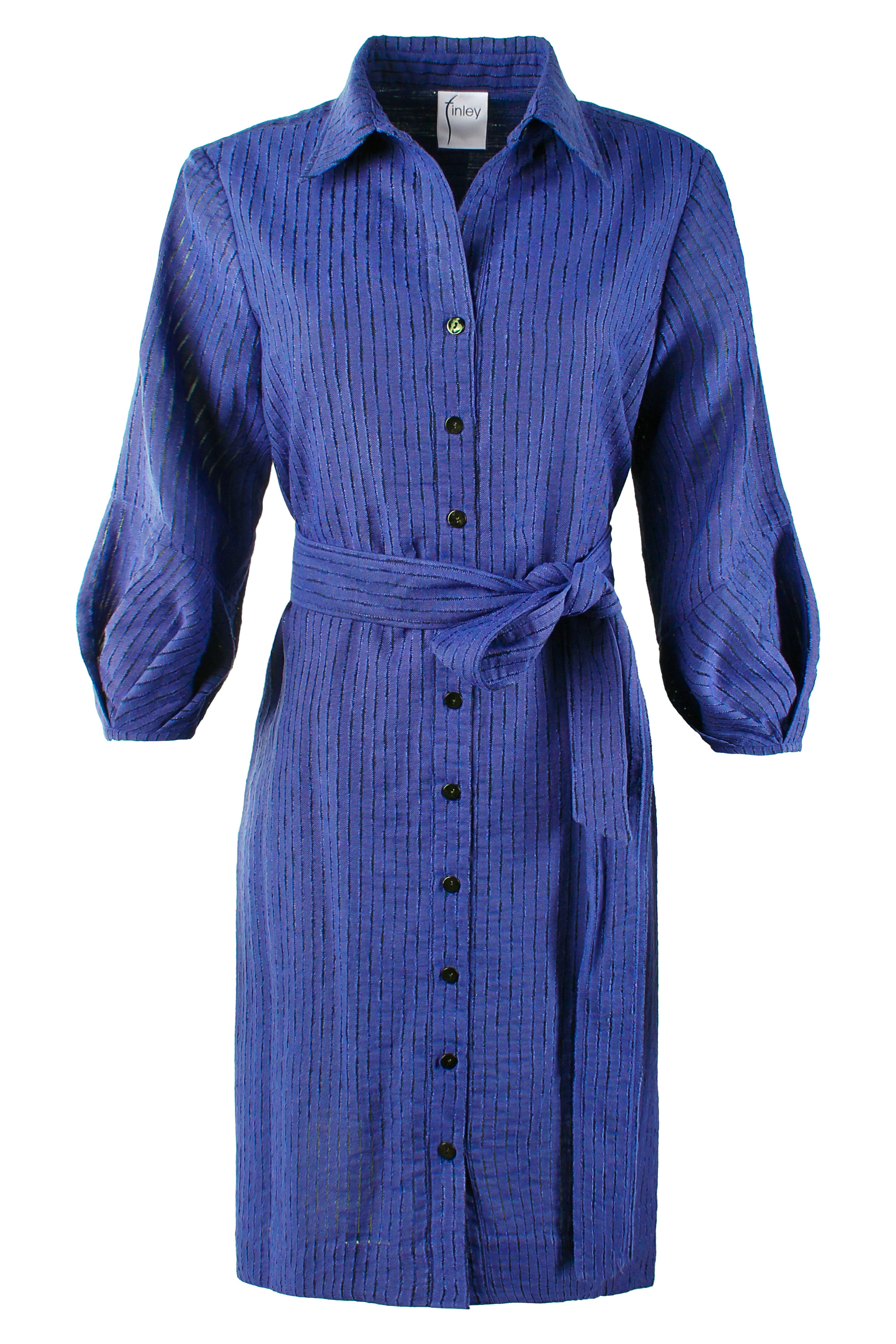 GAMEDAY!! Milo Shirt Dress, Blue Open Weave Stripe