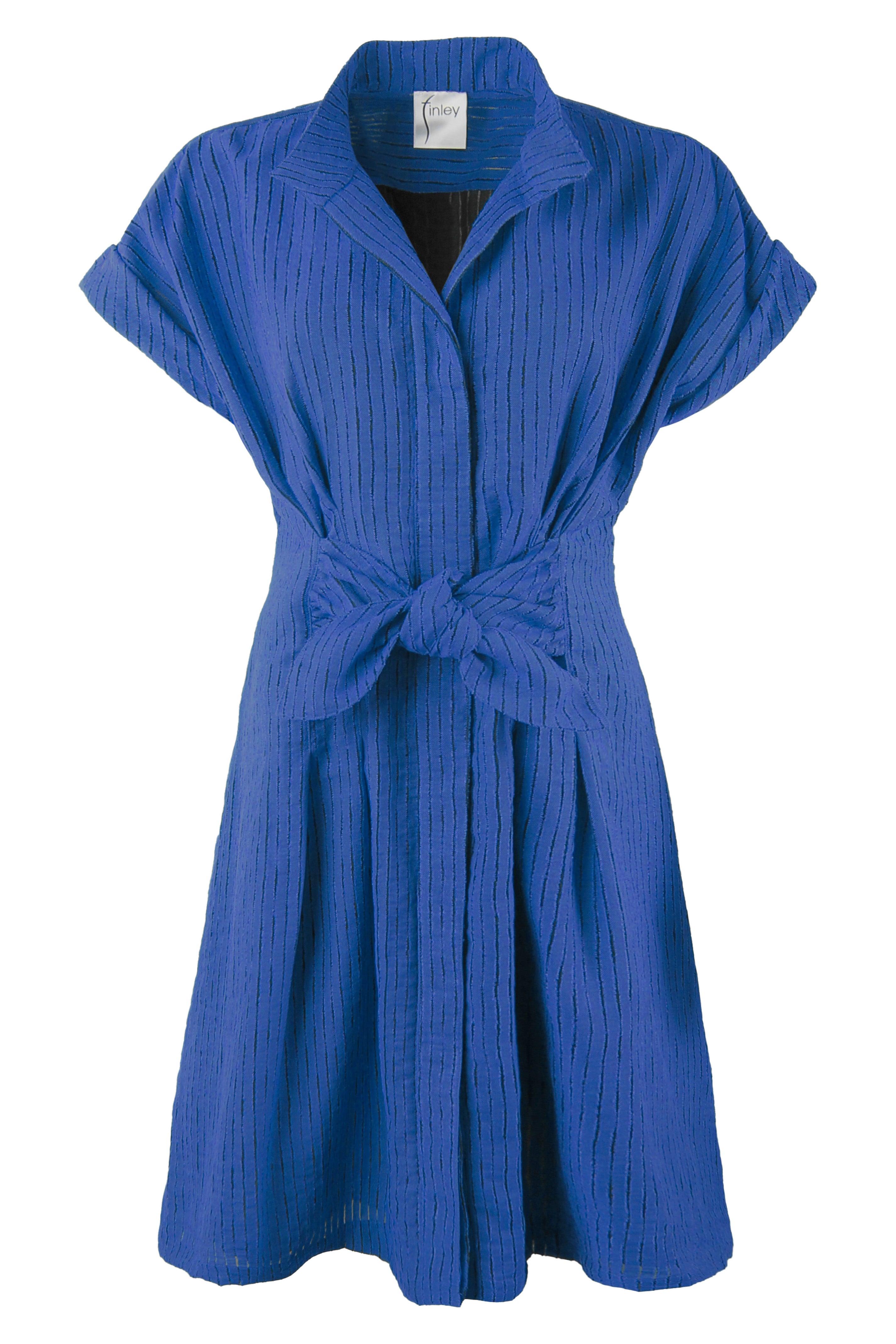 GAMEDAY!! Rocky Shirt Dress Blue Open Weave Stripe