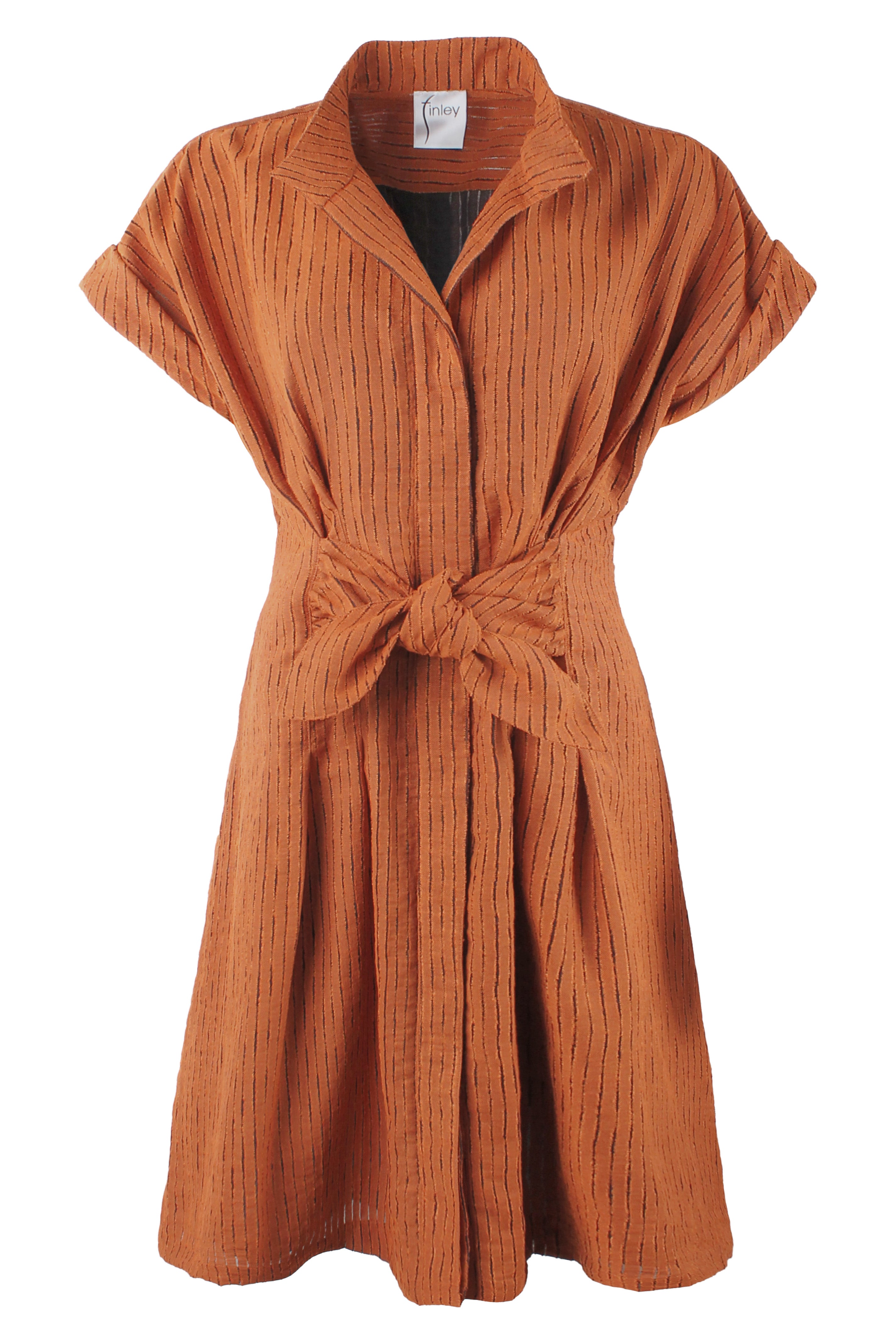 GAMEDAY!! Rocky Shirt Dress Burnt Orange Open Weave Stripe