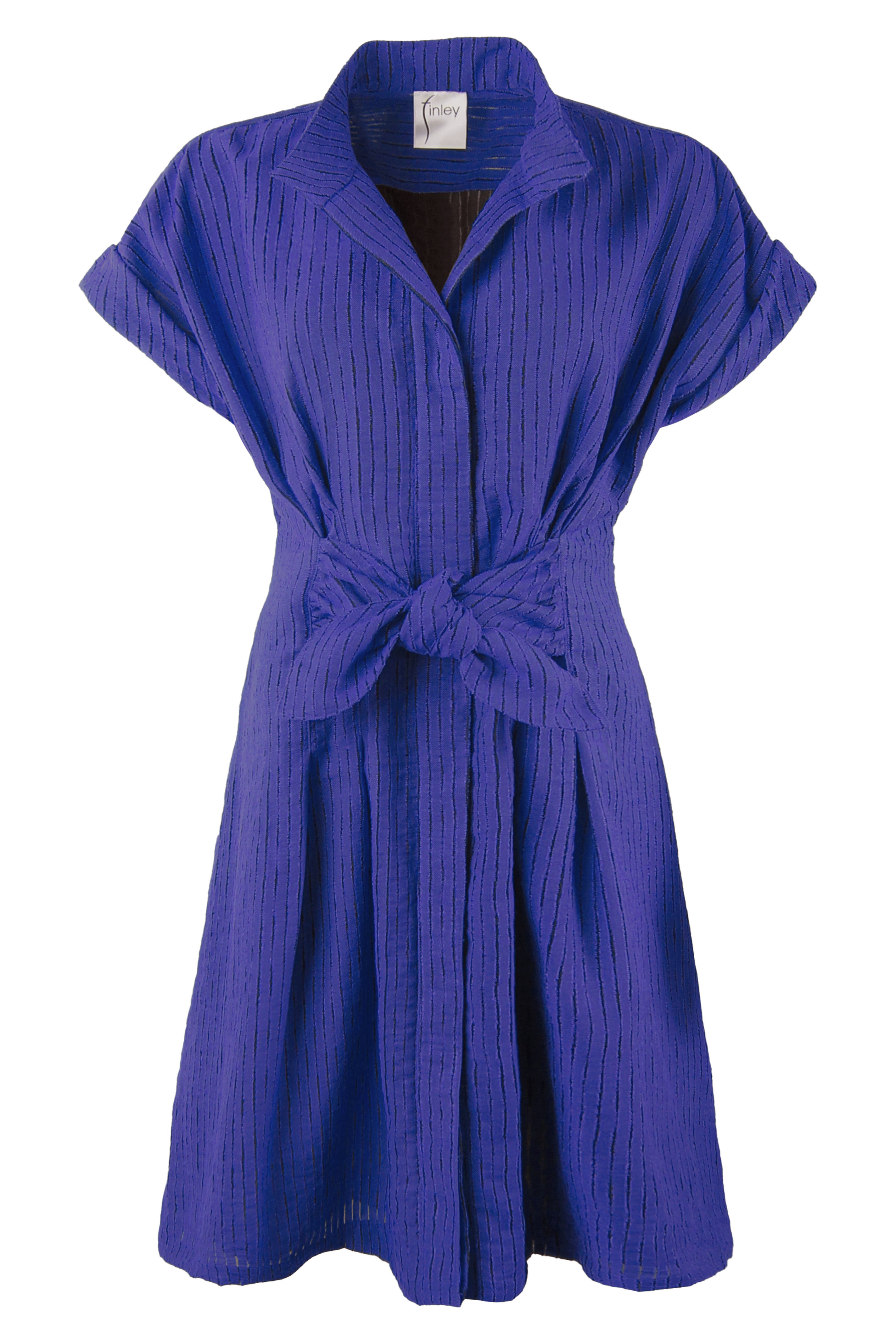 GAMEDAY!! Rocky Shirt Dress Purple Open Weave Stripe