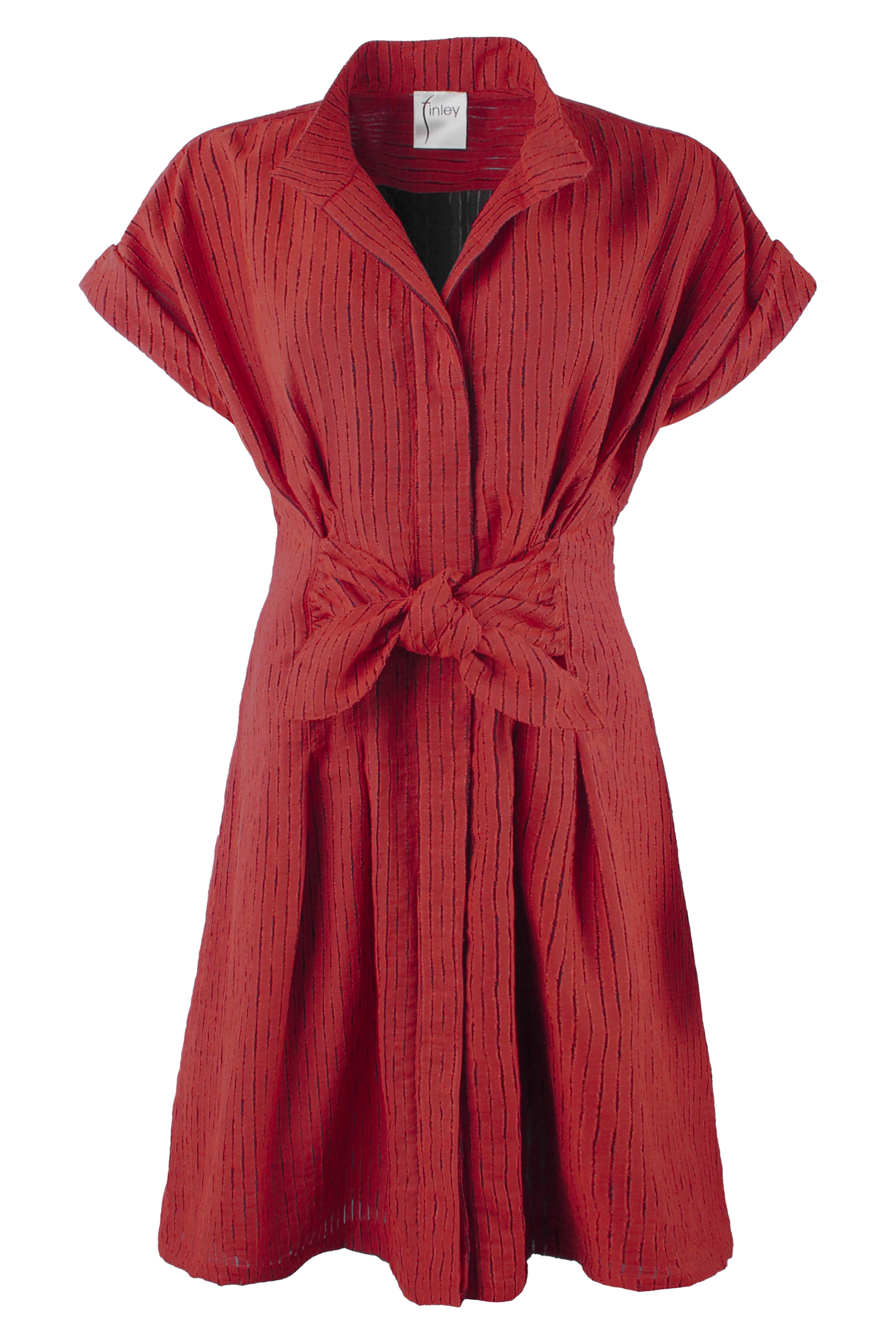 GAMEDAY!! Rocky Shirt Dress Red Open Weave Stripe