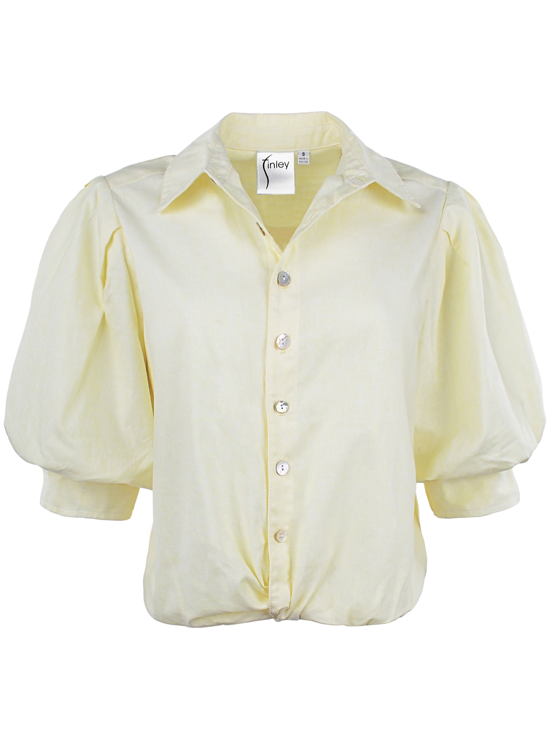 Bomba Blouson Sleeve Twist Hem Blouse, Pale Yellow