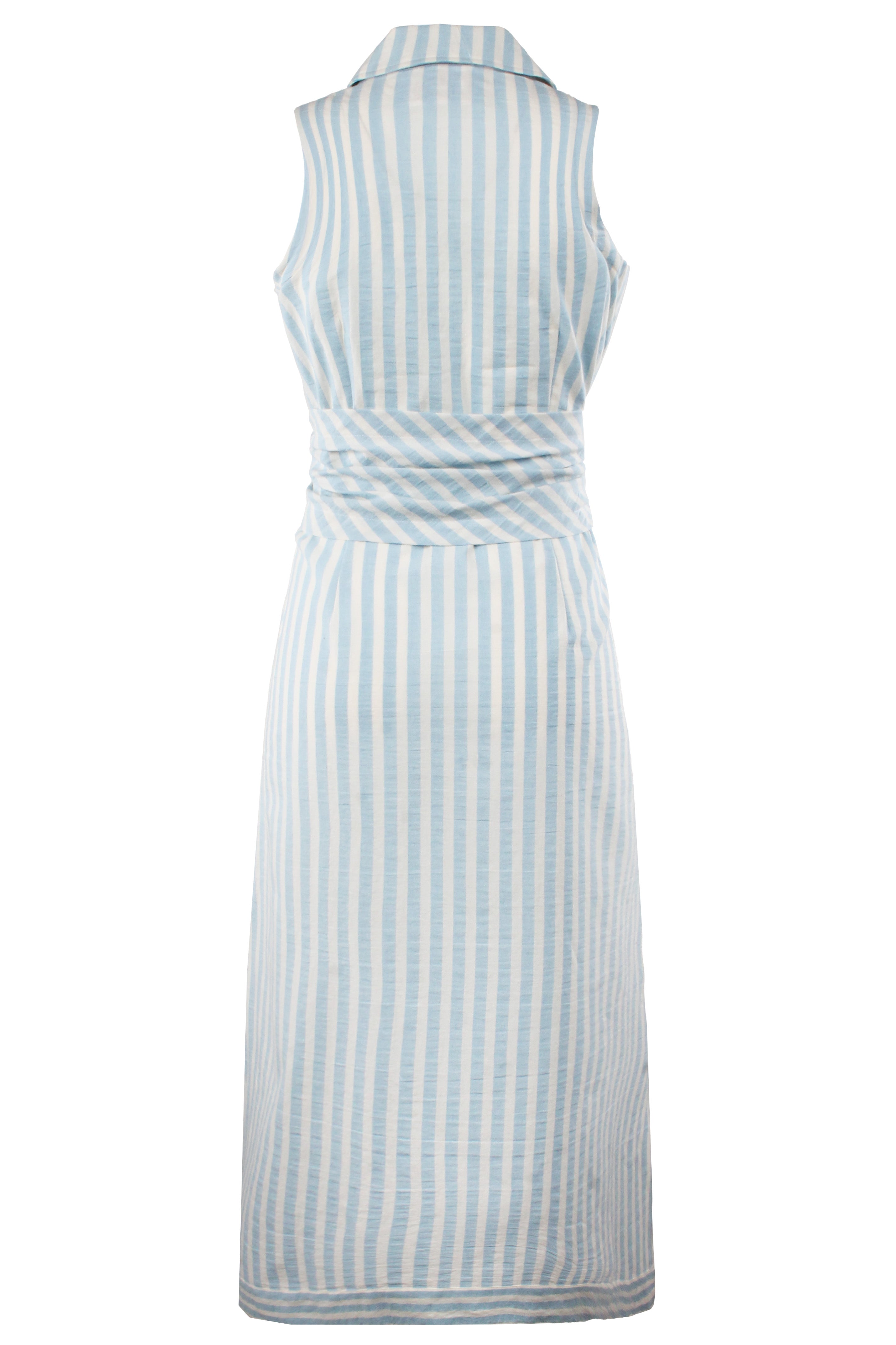 Long Ellis Sleeveless Tie-Front Maxi Dress, Blue Pastel Stripe