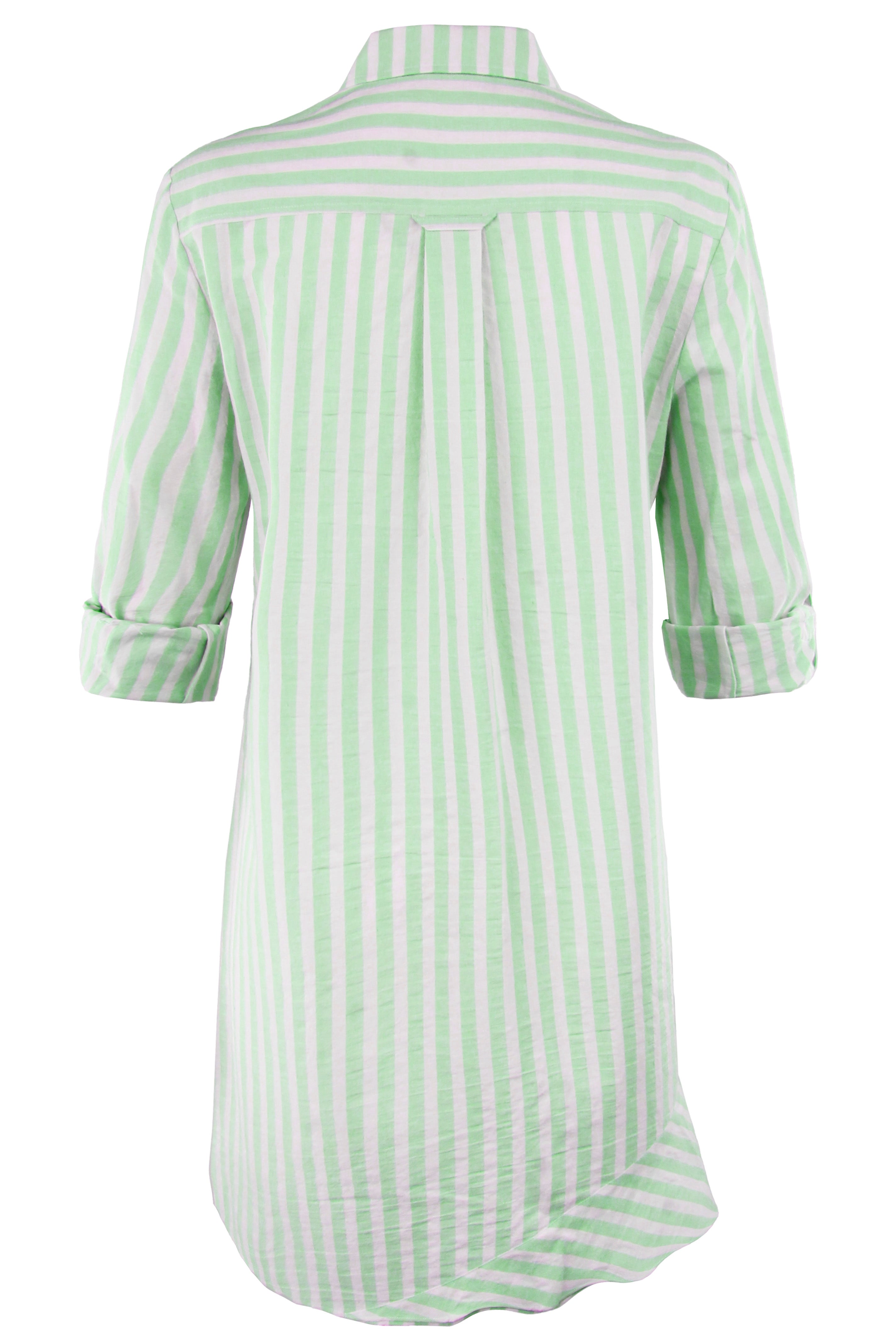 Jenna Shirt Dress Green Pastel Stripe