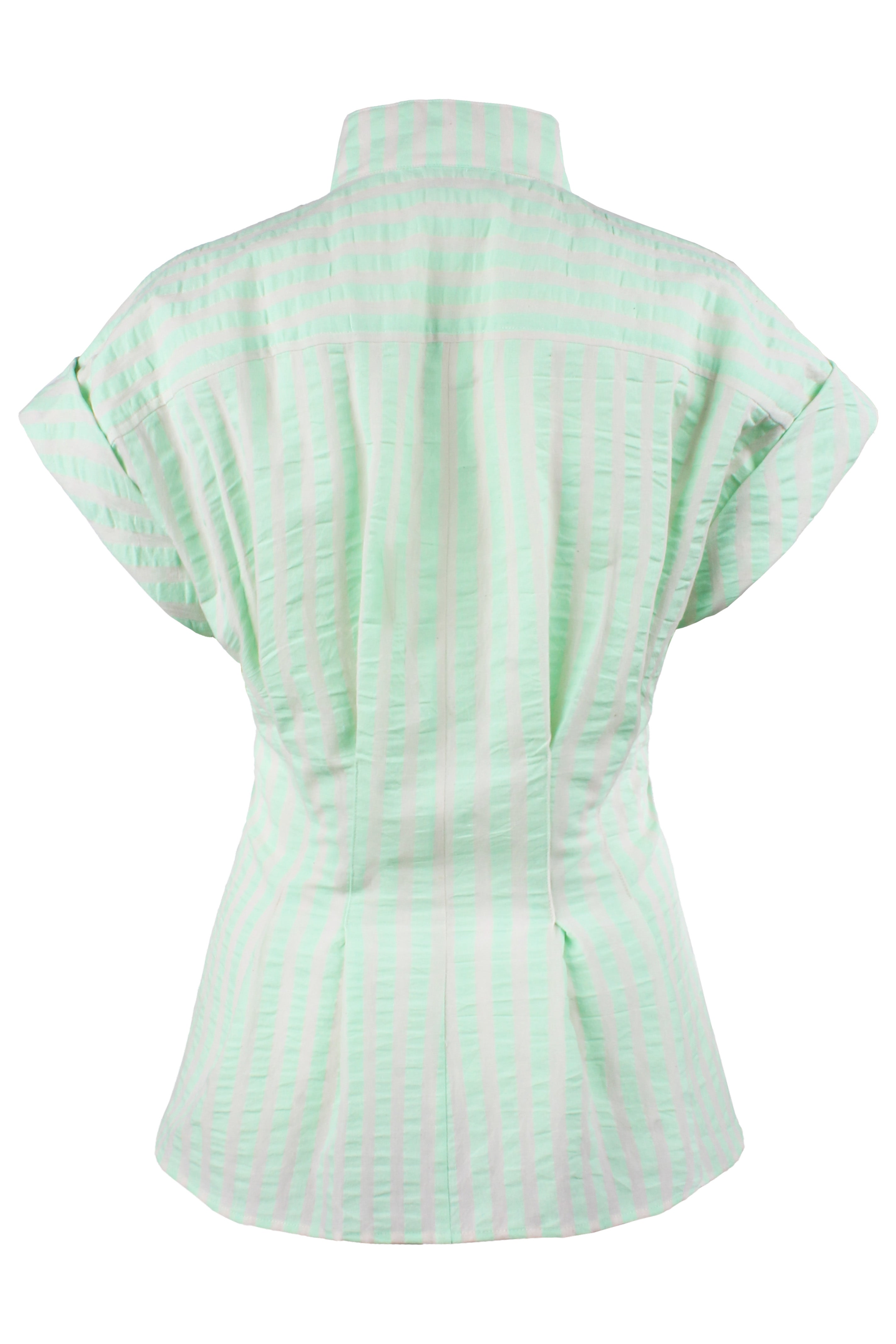 Rocky Cap Sleeve Shirt Green Pastel Stripe