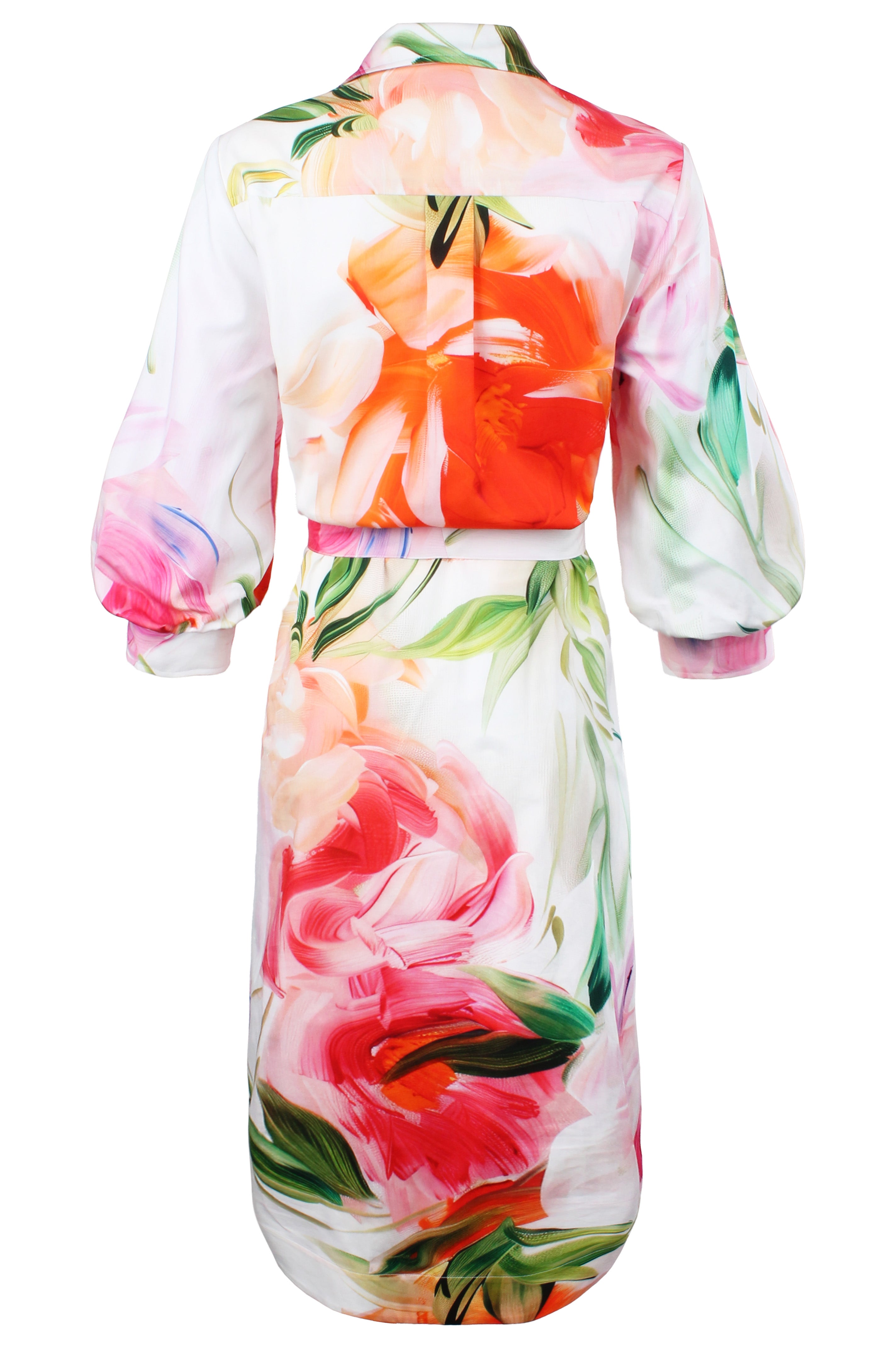 Clementine Midi Shirt Dress Peony Floral Print