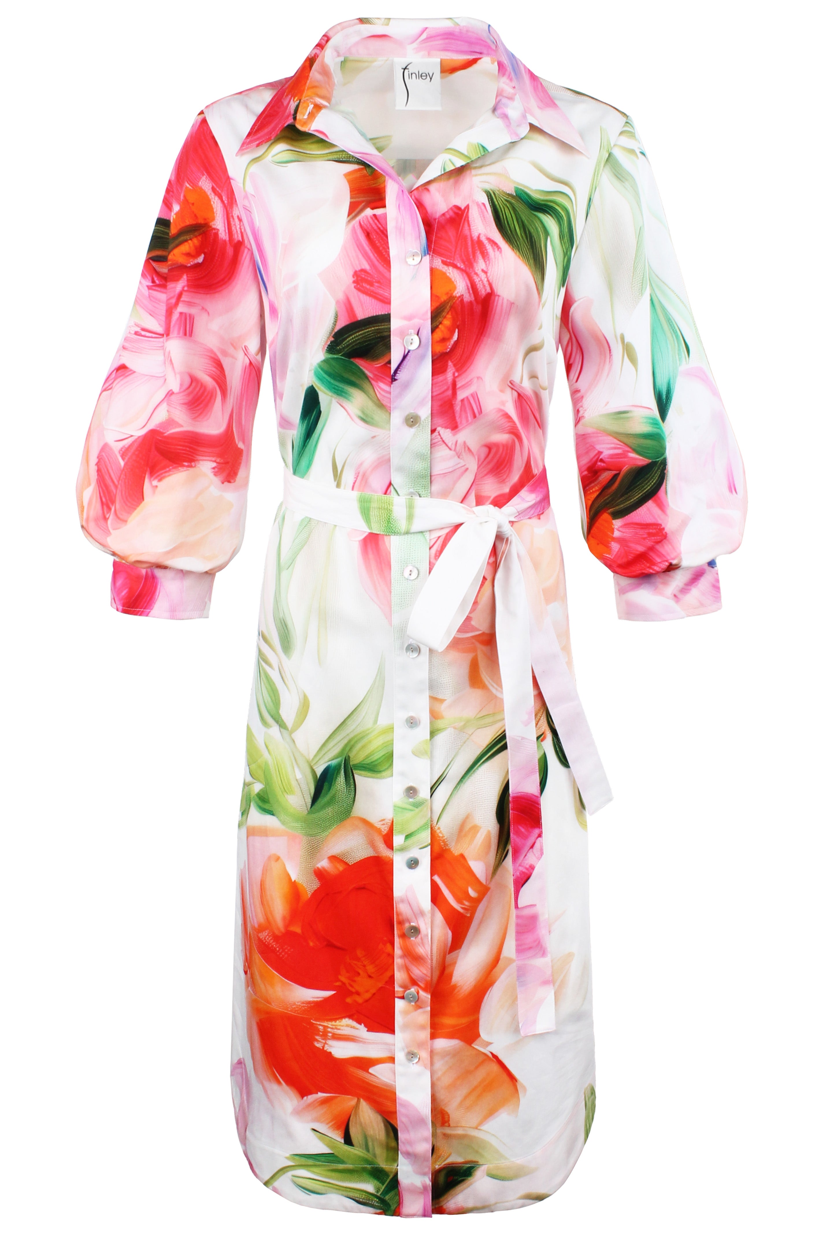 Clementine Midi Shirt Dress Peony Floral Print