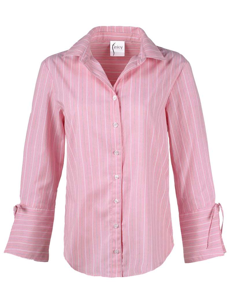 Rachel Shirt Pink White Pinstripe