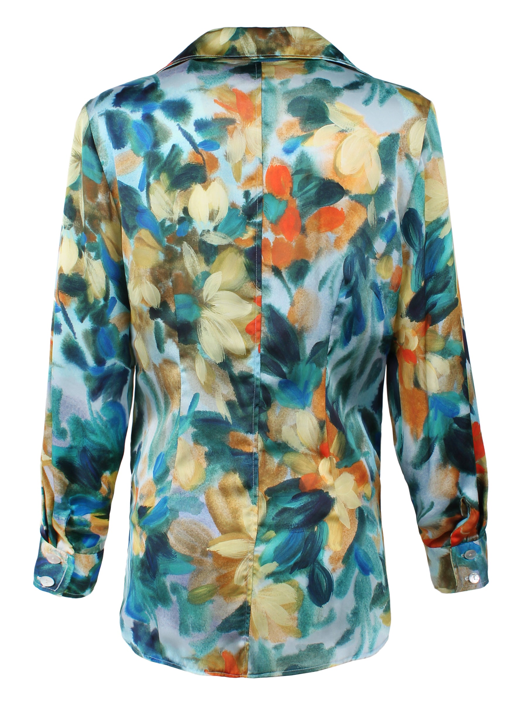 One of a Kind Sid Twist Front Shirt Teal Abstract Print