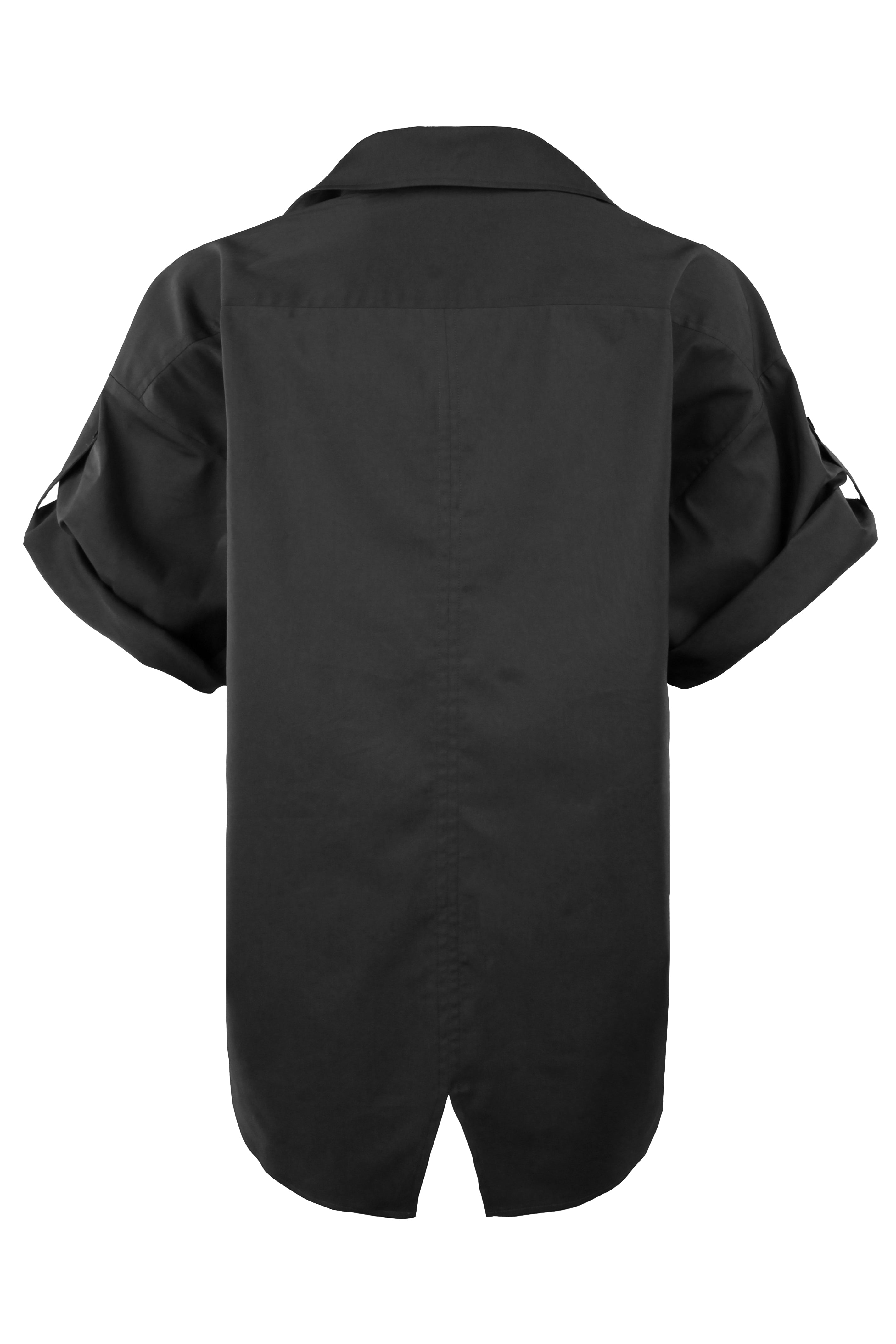Big Time Oversized Boyfriend Shirt, Black Silky Poplin