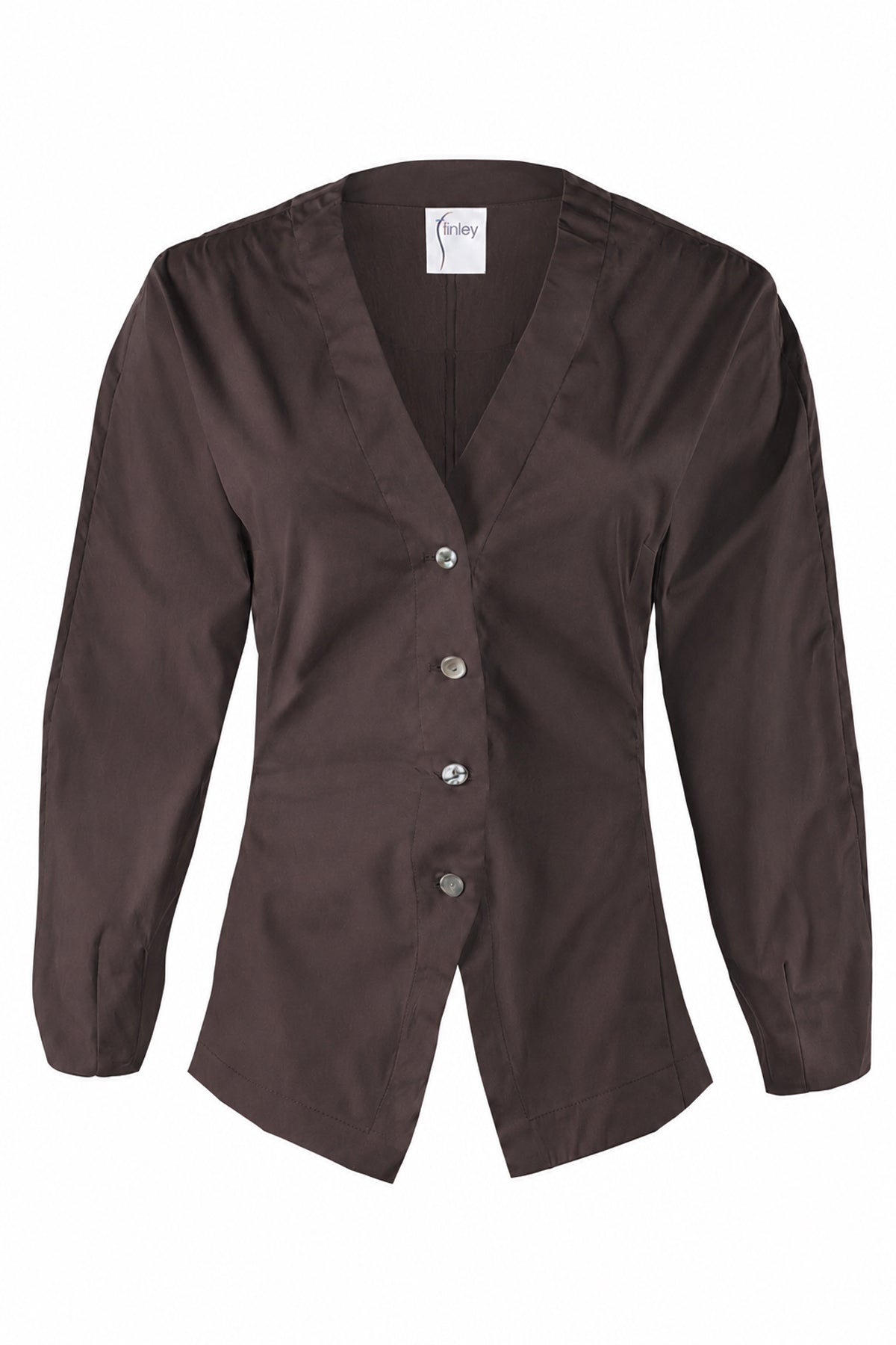Mia Barrel Sleeve Top, Chocolate Silky Poplin