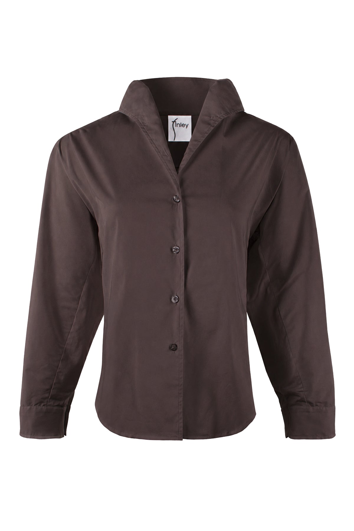 Revere Shirt, Chocolate Silky Poplin