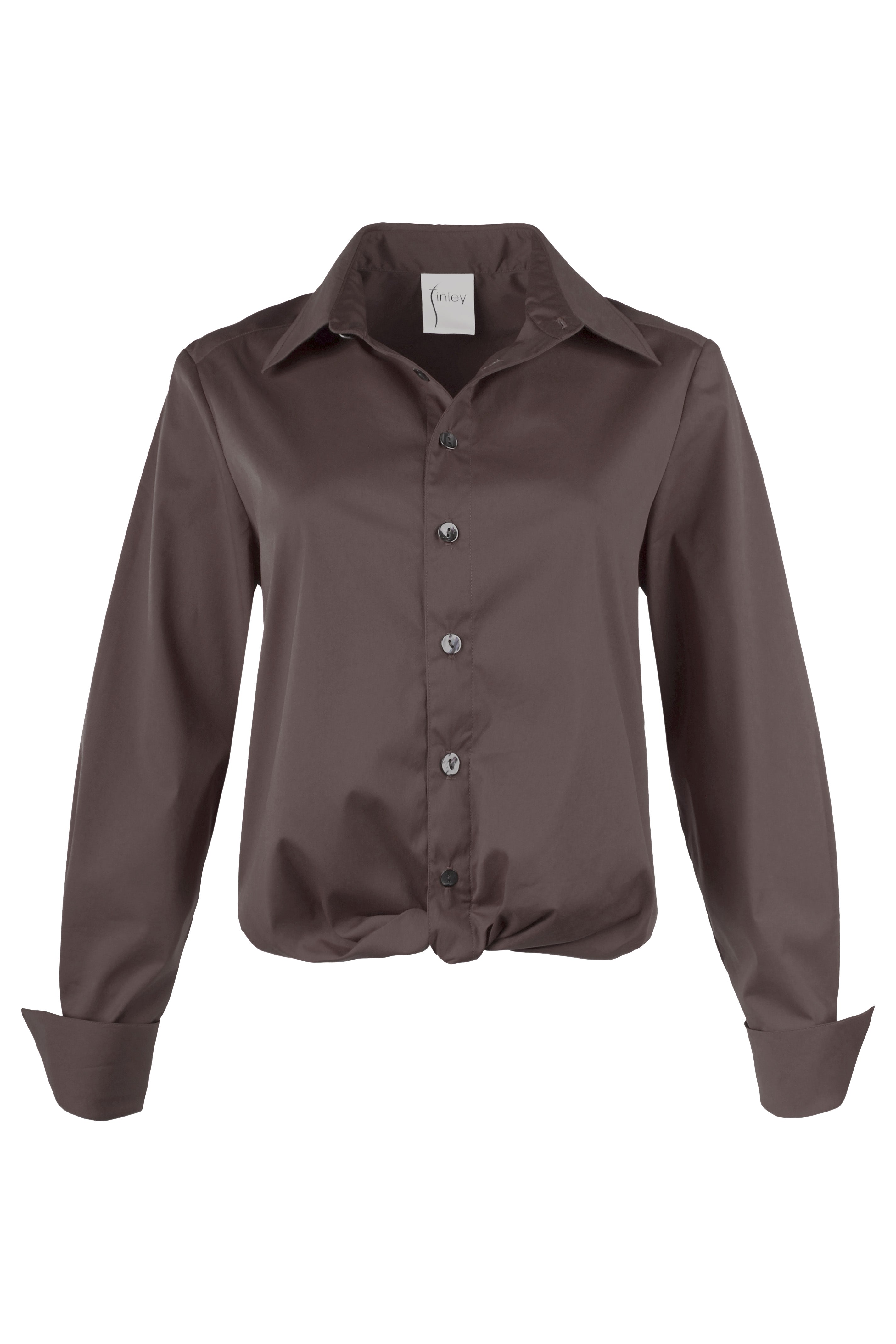 Moxie Shirt Chocolate Brown Silky Poplin