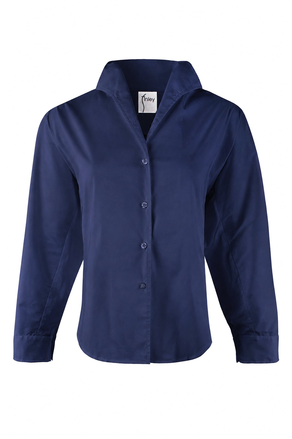 Revere Shirt, Navy Silky Poplin