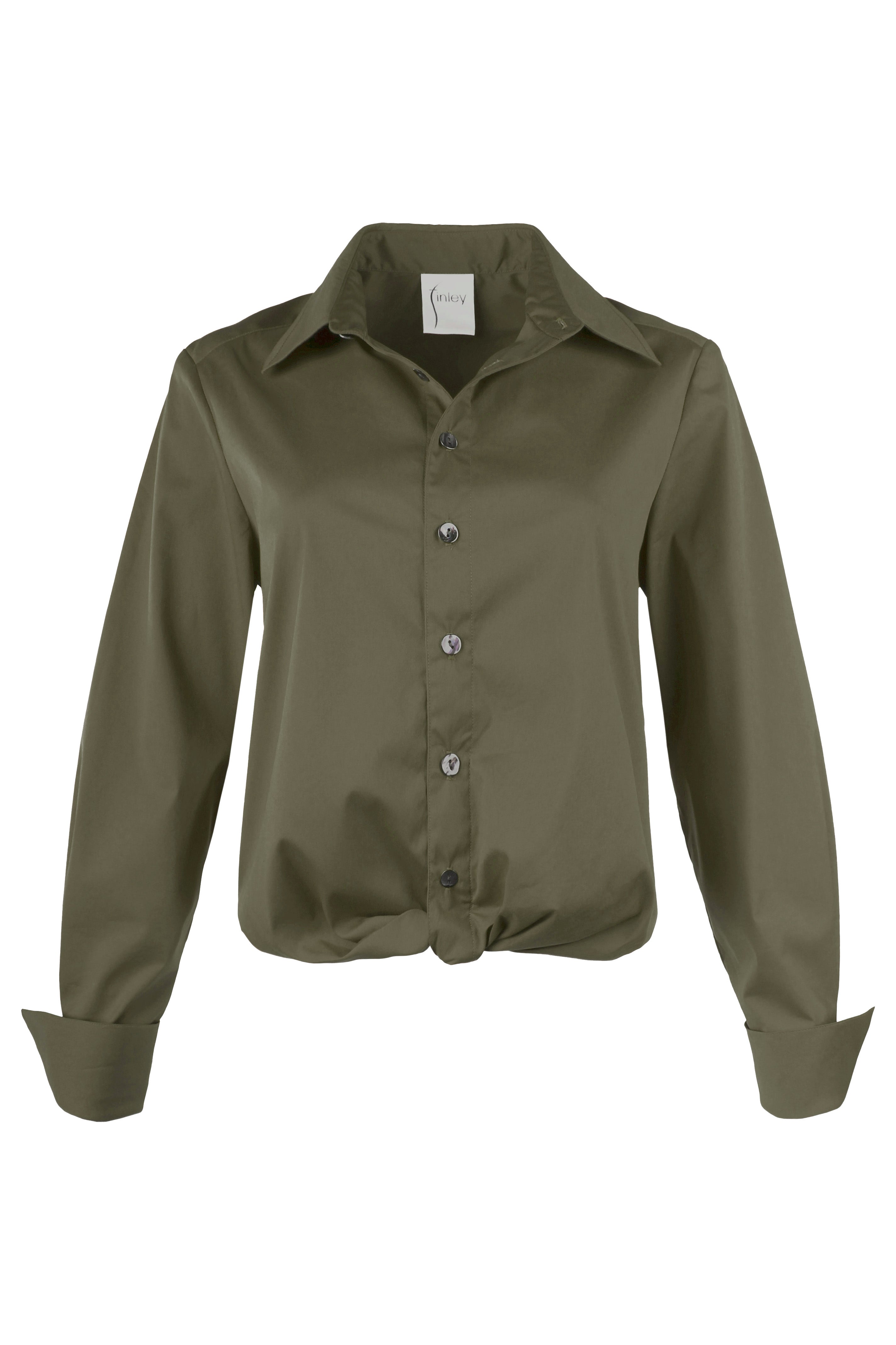 Moxie Shirt Olive Green Silky Poplin