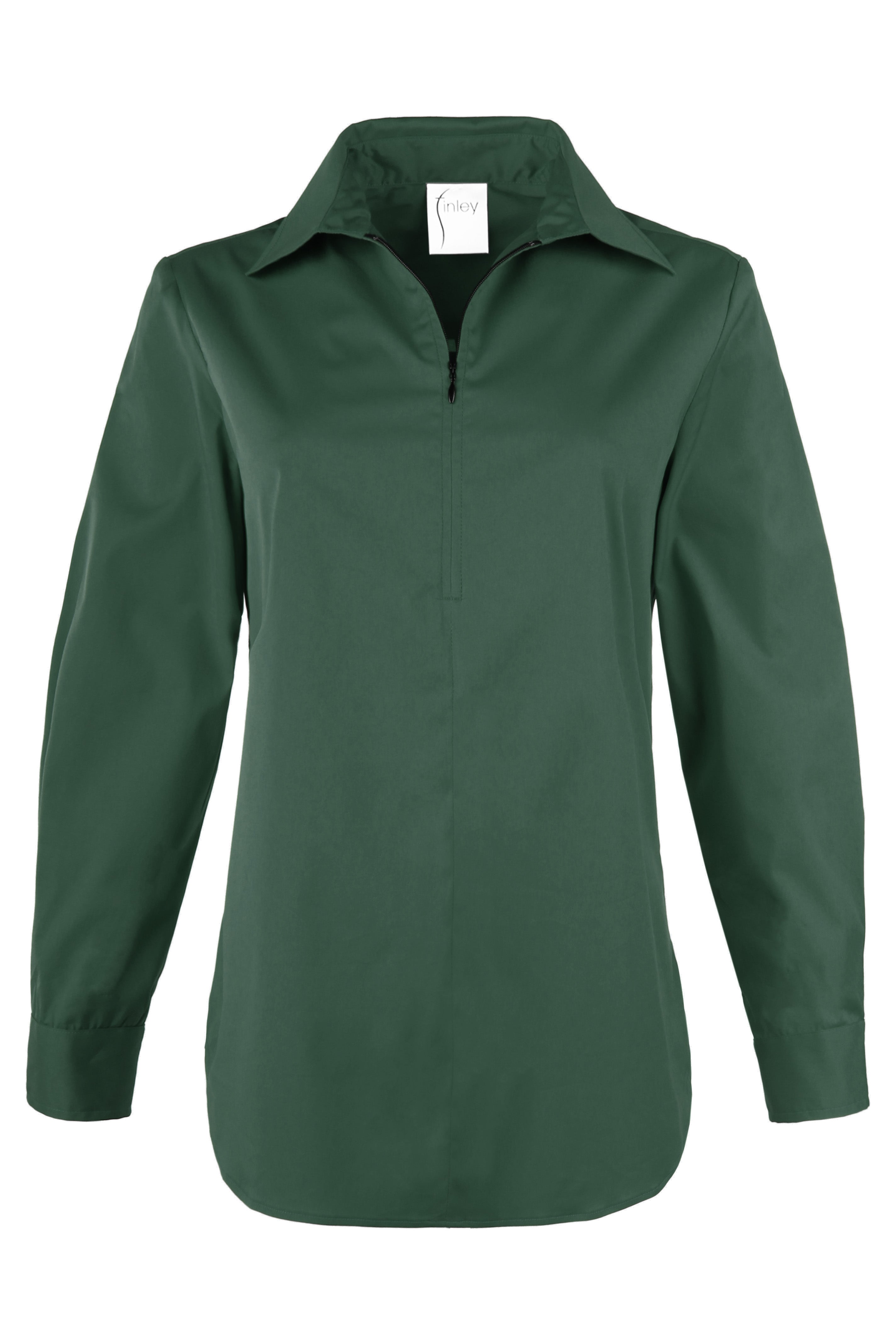 Endora Long Sleeve Half Zip Shirt Pine Green