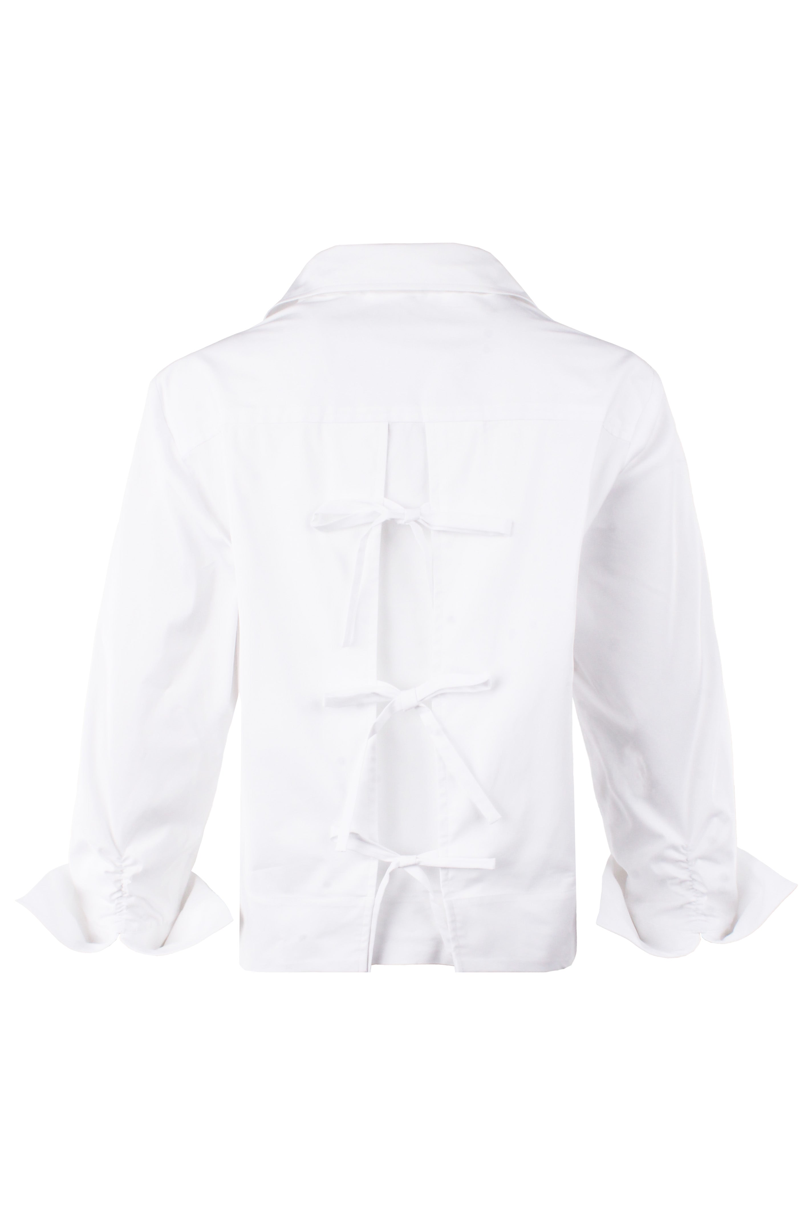 Eugenie Bow Back Shirt White Silky Poplin