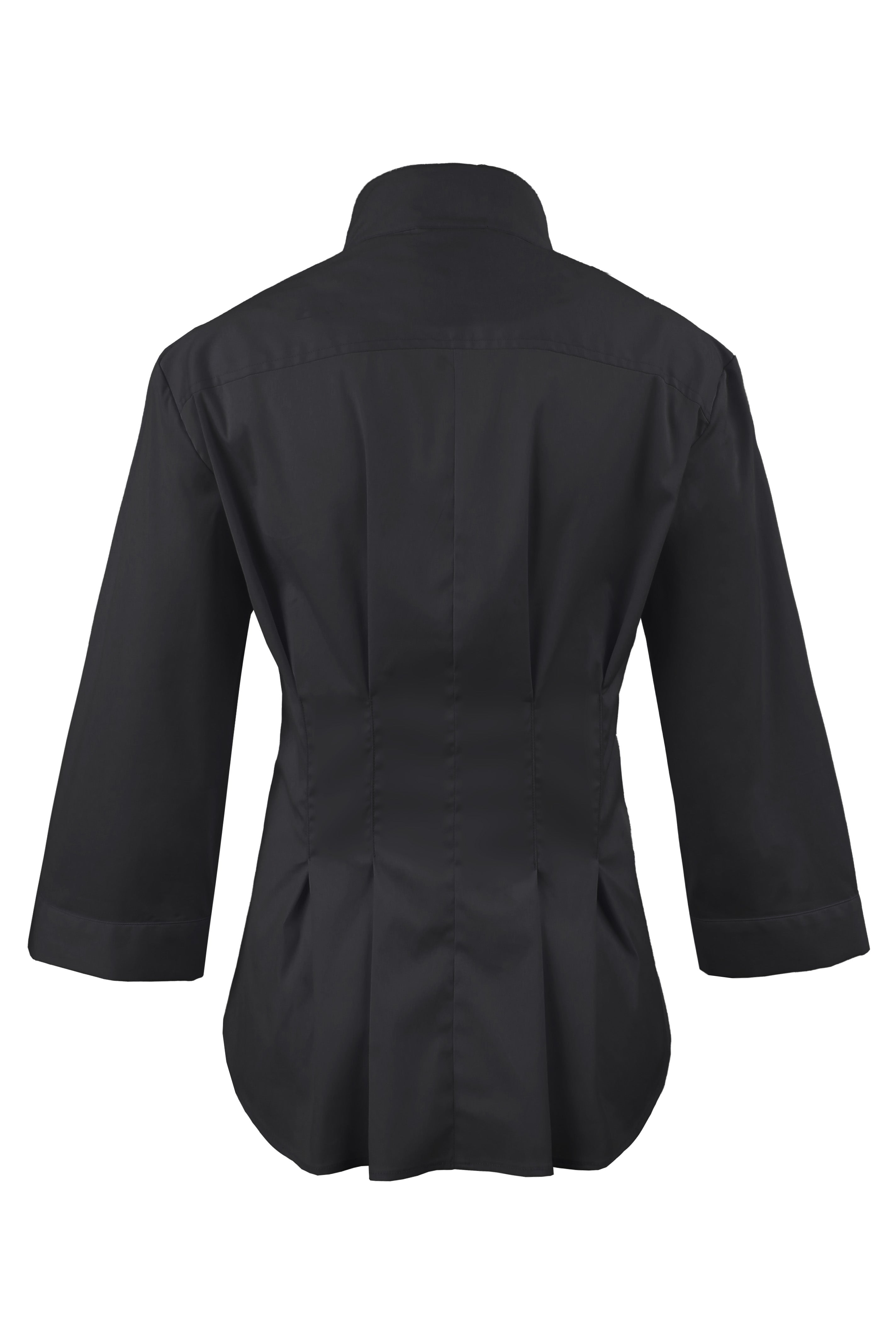 エンフォルド　TWO-WAY RIBBON SHIRT ブラック　38 3/4 Sleeve Black Tie Front Shirt Rocky - Hidden Front Button Placket