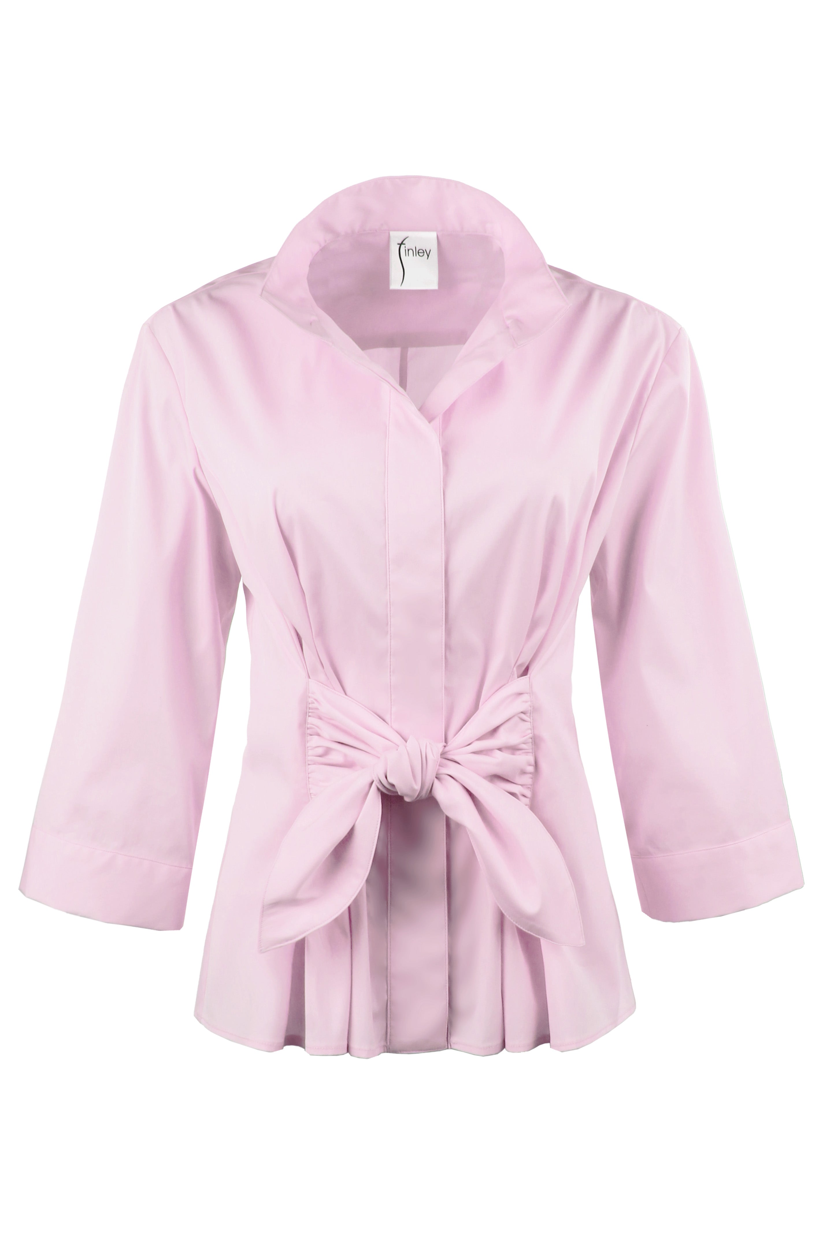 Rocky Tie Front Shirt 3/4 Sleeve Light Pink